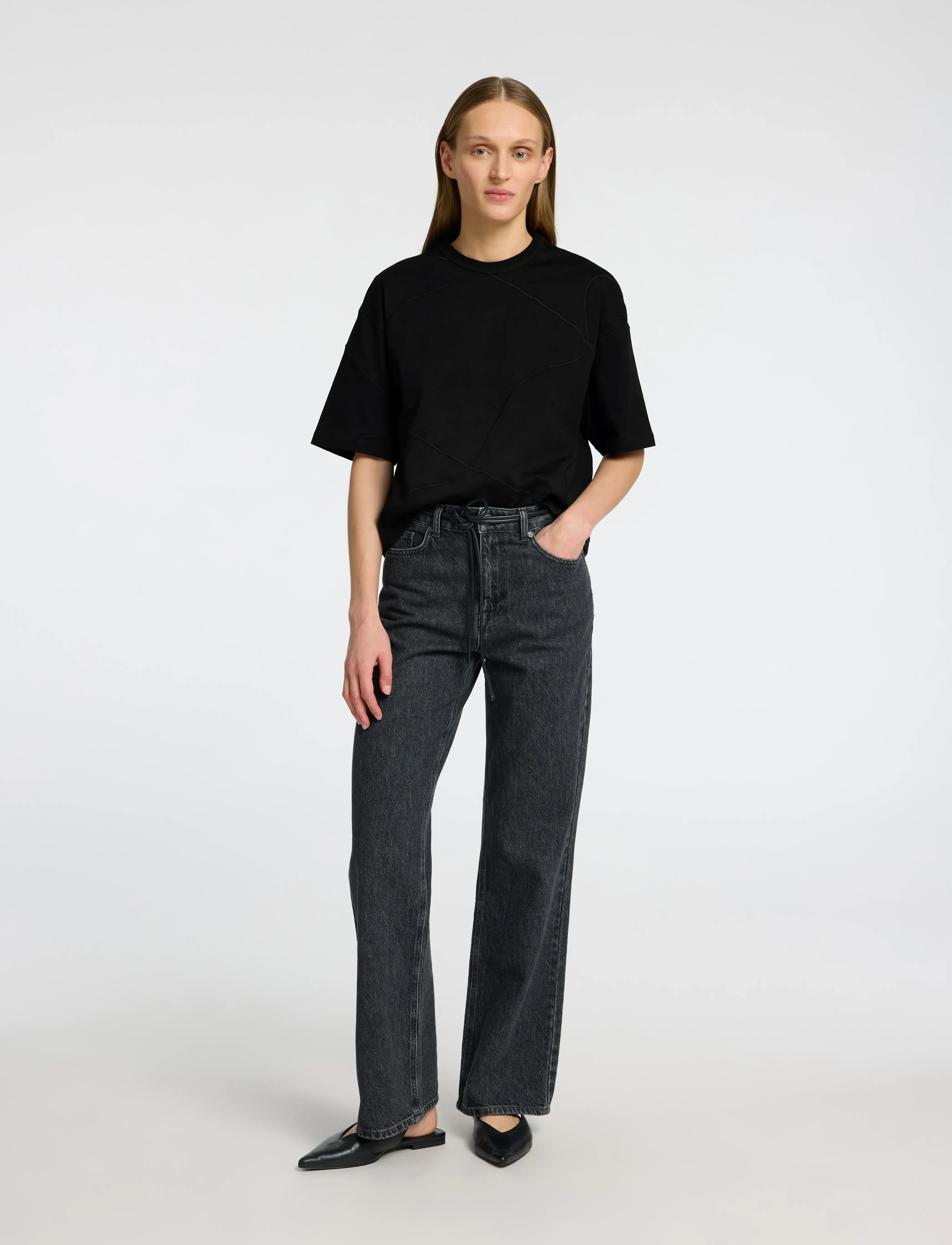 Selected - SLFPENNY SS EMBROIDERED TEE - t-shirts - black - 3