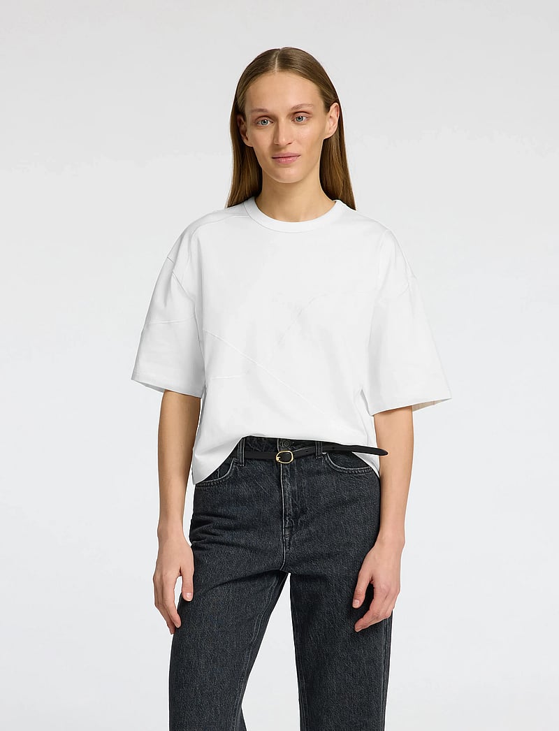 Selected - SLFPENNY SS EMBROIDERED TEE - t-shirts - snow white - 0