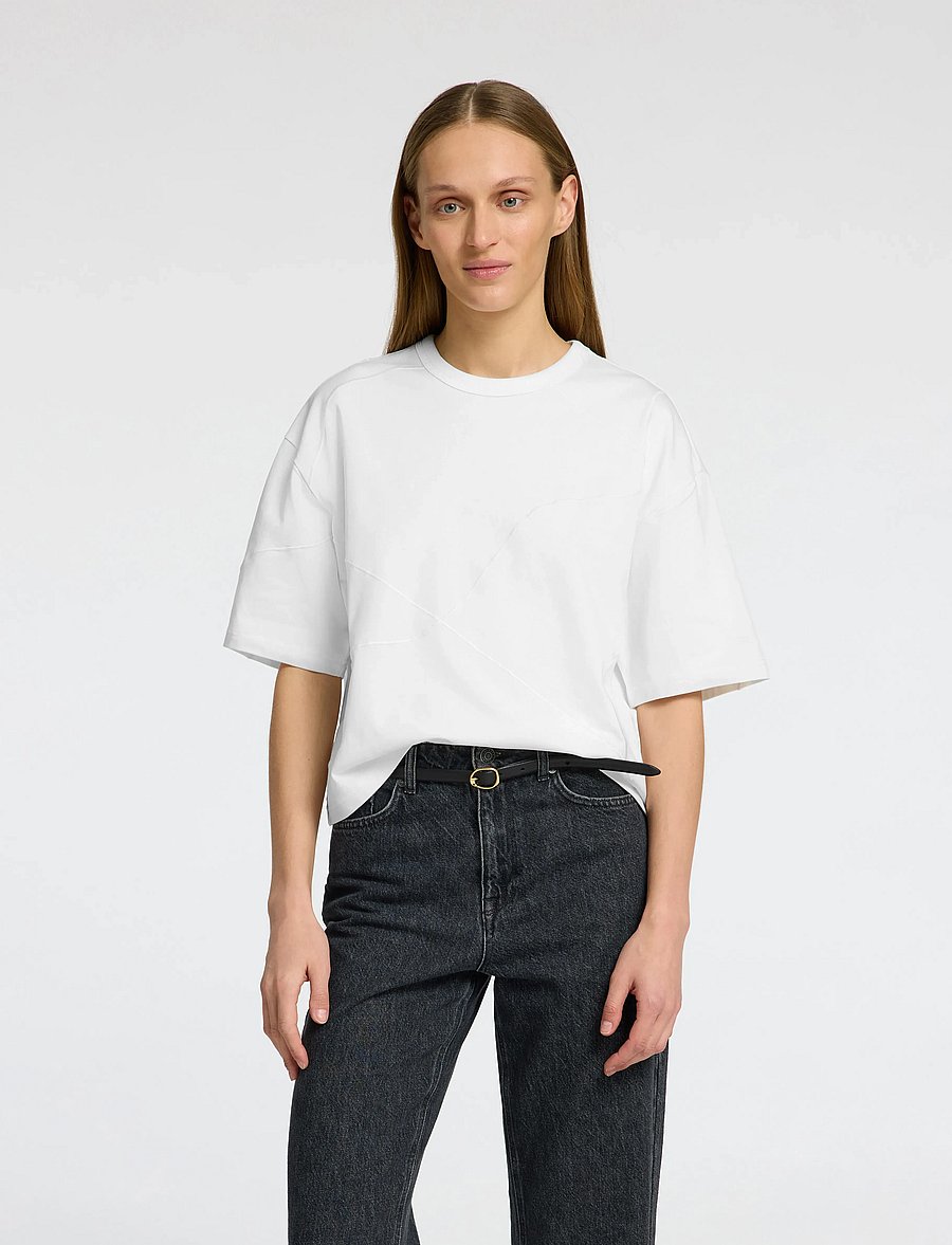 Selected - SLFPENNY SS EMBROIDERED TEE - t-shirts - snow white - 0