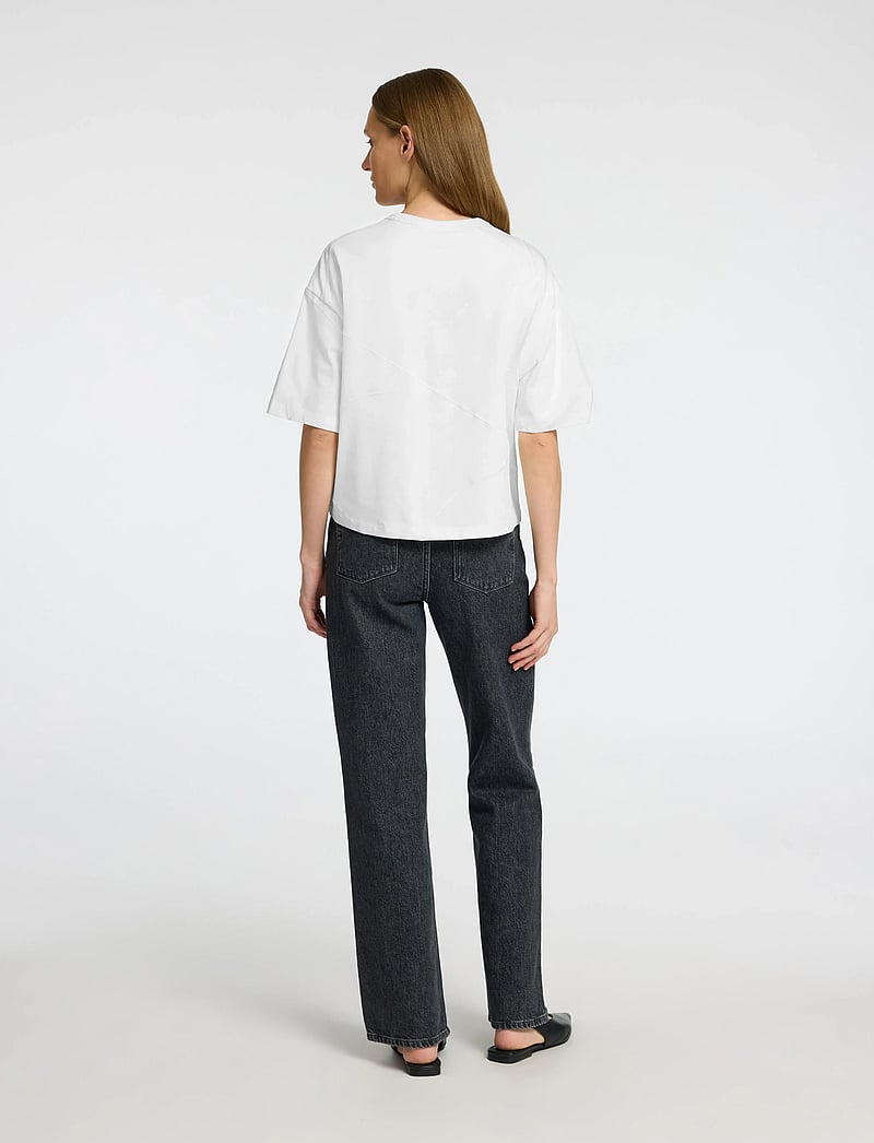 Selected - SLFPENNY SS EMBROIDERED TEE - t-shirts - snow white - 2