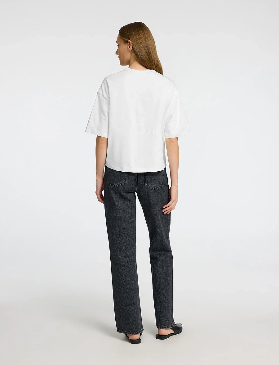 Selected - SLFPENNY SS EMBROIDERED TEE - t-shirts - snow white - 2