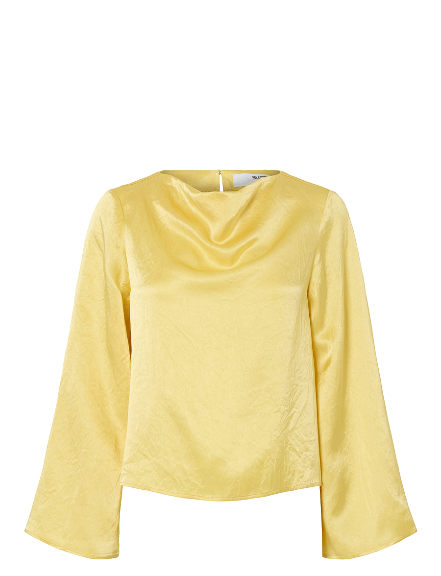 Selected - SLFSELENE LS DRAPED NECKLINE TOP B - langærmede bluser - sundress - 1