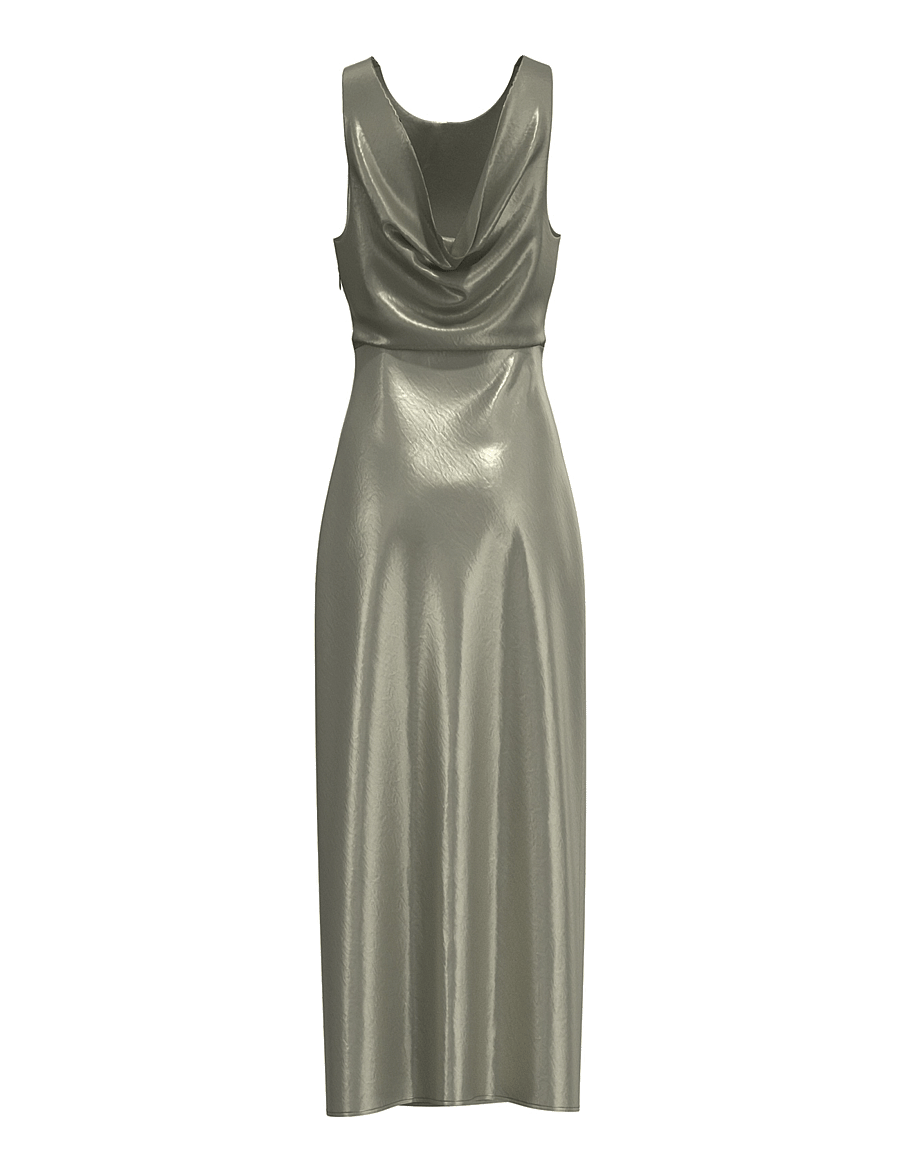 Selected - SLFSELENE SL COWL BACK MIDI DRESS B - midikleider - vetiver - 2