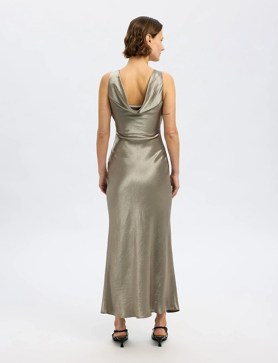 Selected - SLFSELENE SL COWL BACK MIDI DRESS B - midikleider - vetiver - 3