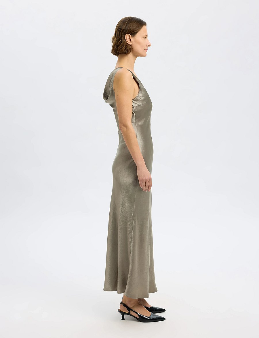Selected - SLFSELENE SL COWL BACK MIDI DRESS B - midikleider - vetiver - 4