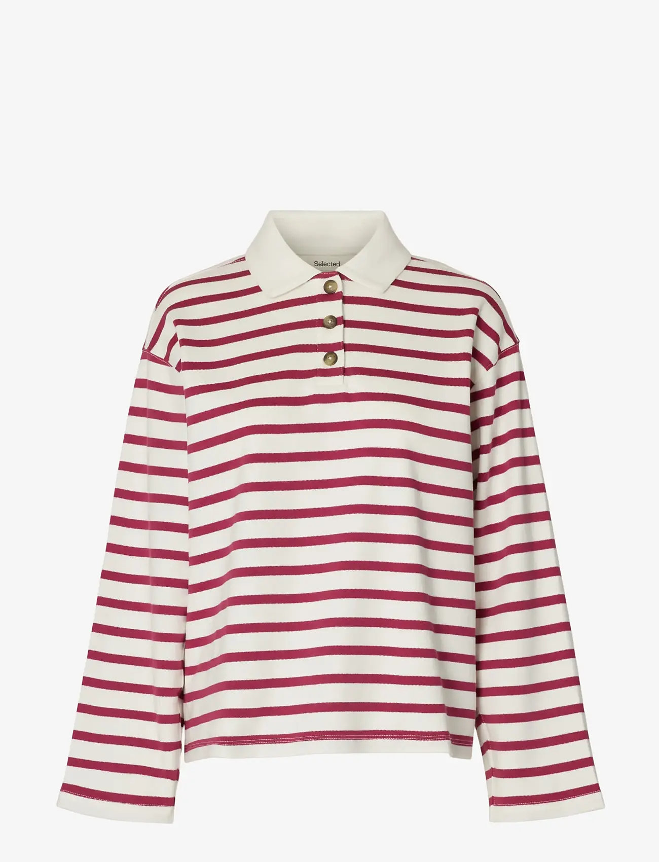 Selected - SLFWADA LS STRIPE COLLAR TOP NOOS - poloer - anemone - 1