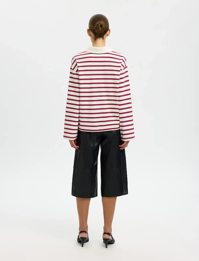 Selected - SLFWADA LS STRIPE COLLAR TOP NOOS - poloer - anemone - 2