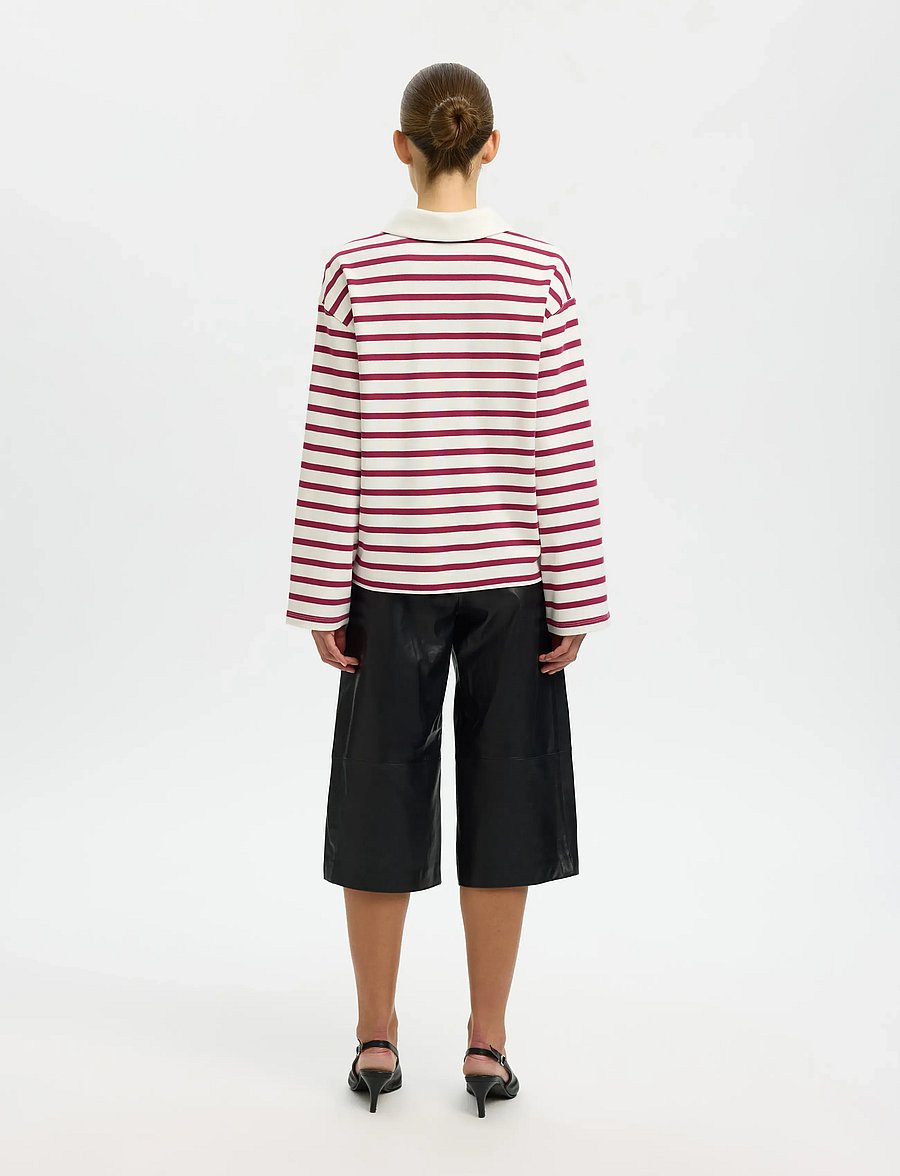 Selected - SLFWADA LS STRIPE COLLAR TOP - poloshirts - anemone - 2