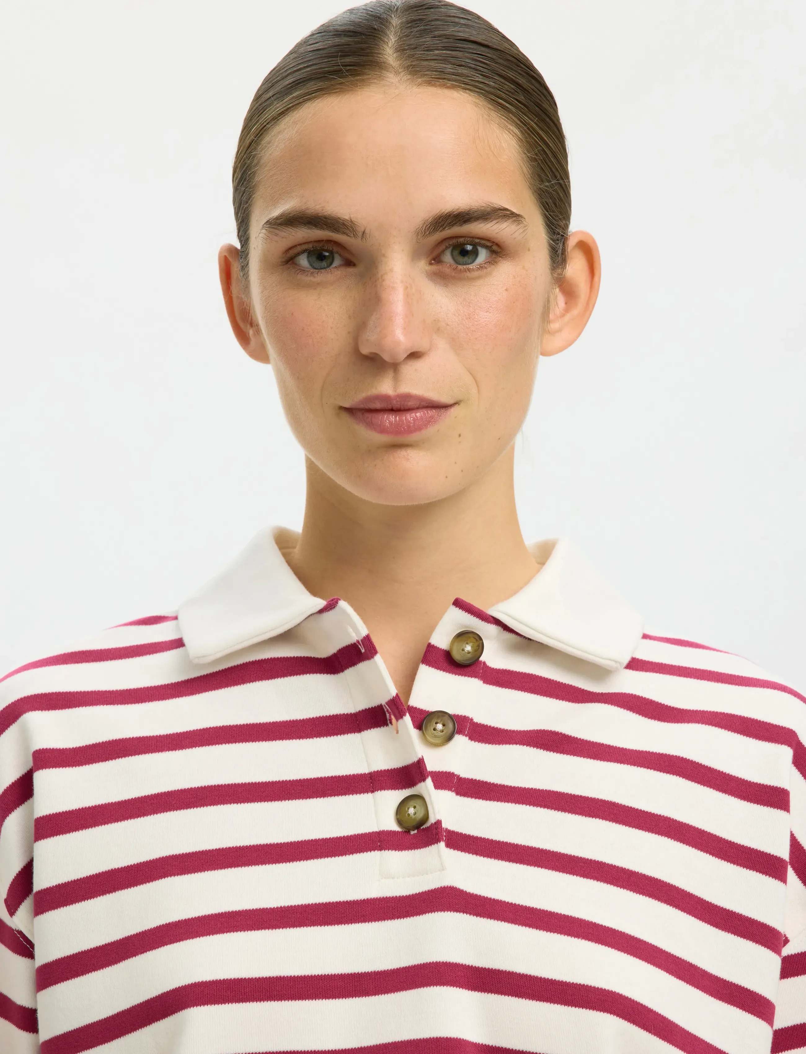 Selected - SLFWADA LS STRIPE COLLAR TOP NOOS - polosärgid - anemone - 3