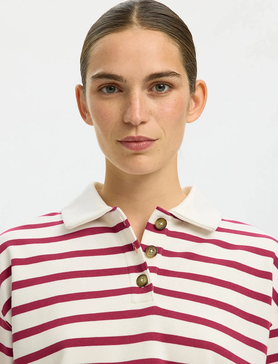 Selected - SLFWADA LS STRIPE COLLAR TOP - poloshirts - anemone - 3