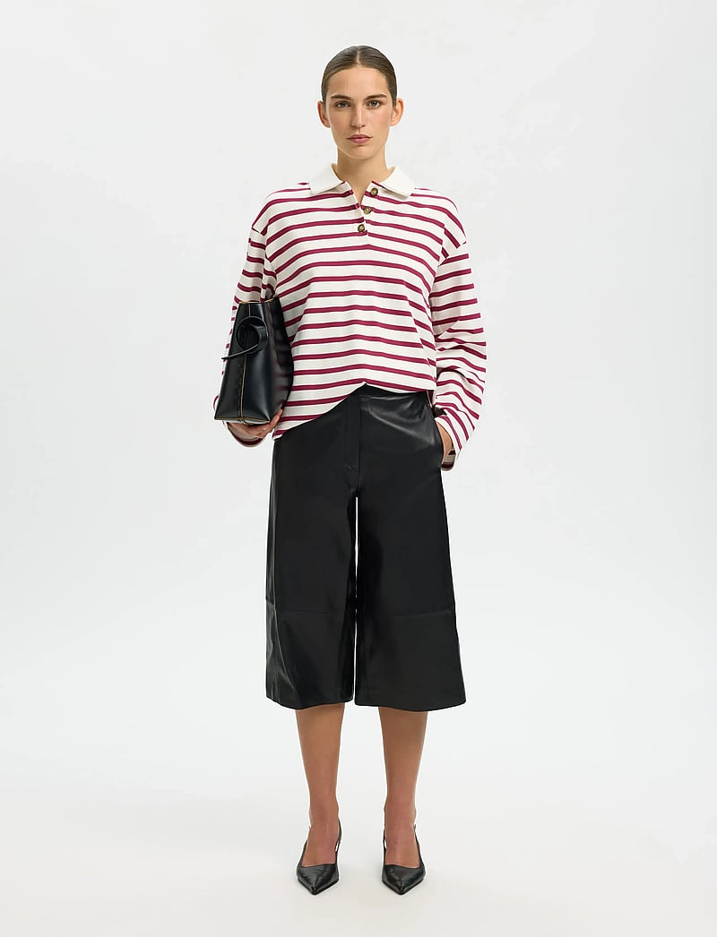 Selected - SLFWADA LS STRIPE COLLAR TOP NOOS - poloer - anemone - 4