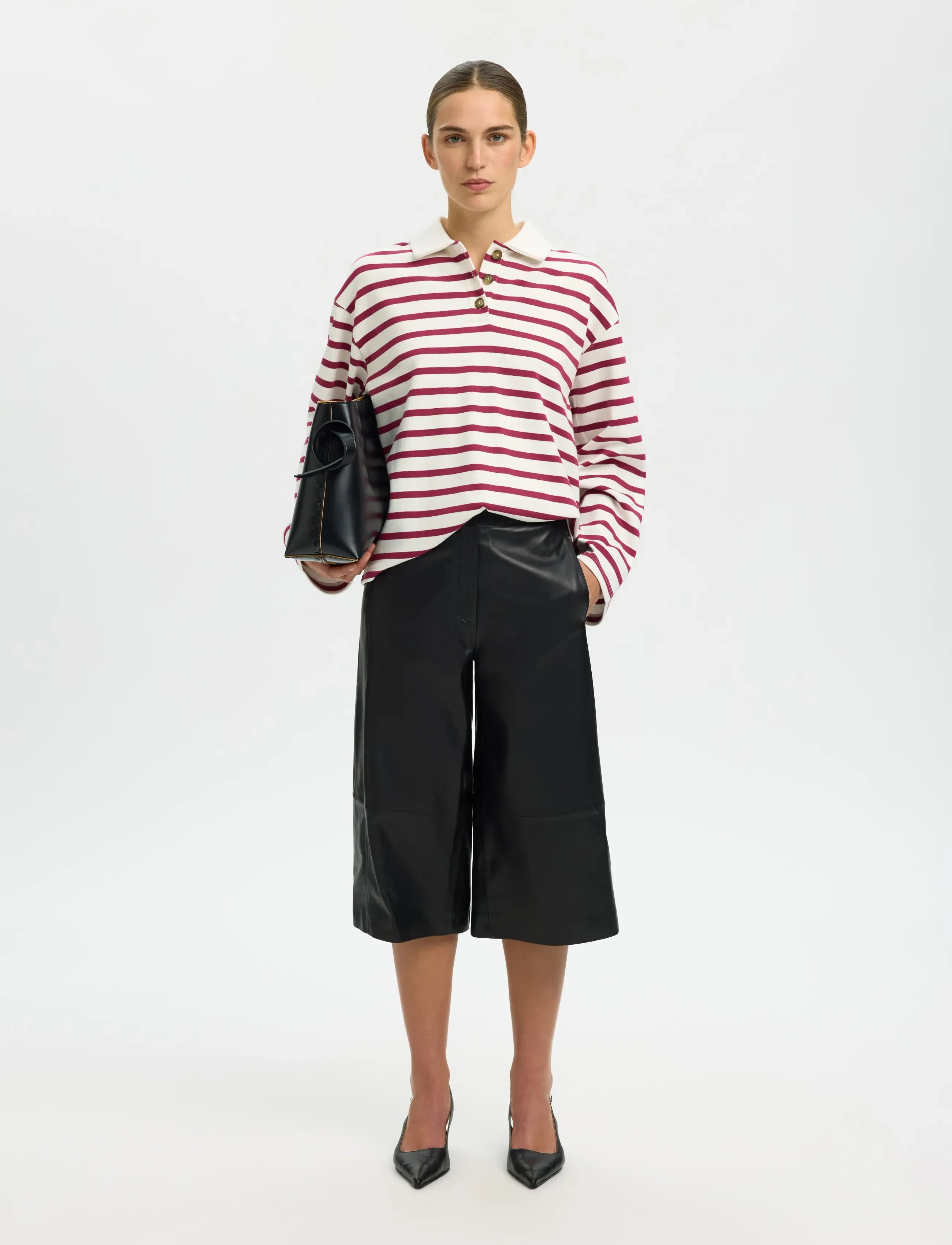 Selected - SLFWADA LS STRIPE COLLAR TOP NOOS - polosärgid - anemone - 4