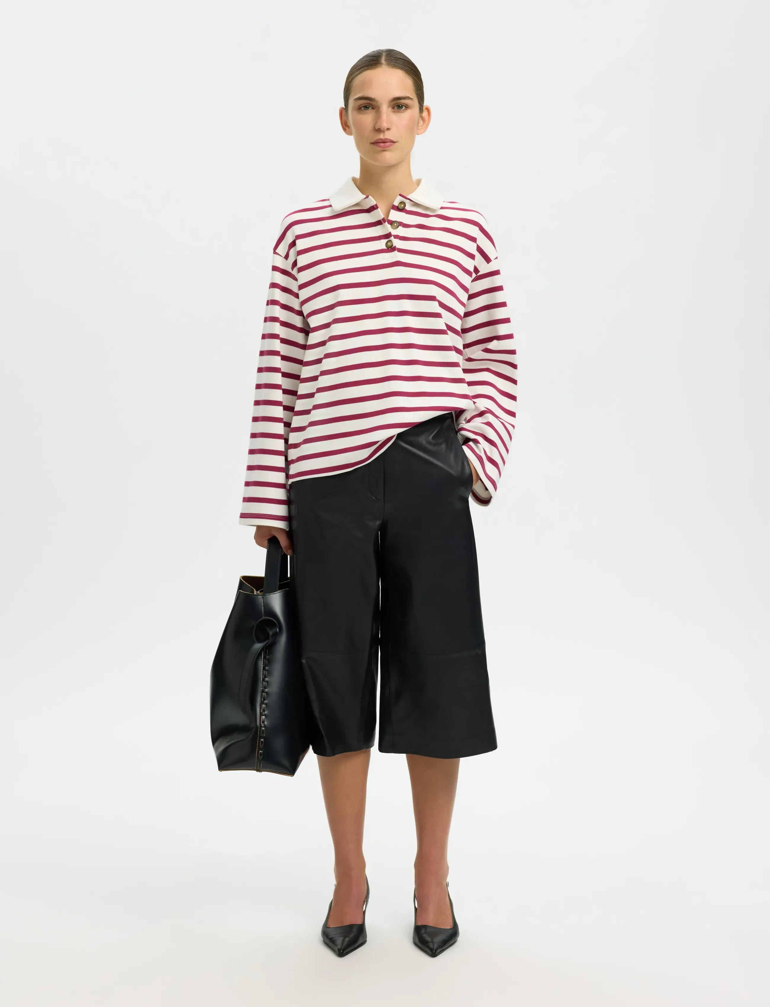 Selected - SLFWADA LS STRIPE COLLAR TOP NOOS - polosärgid - anemone - 5
