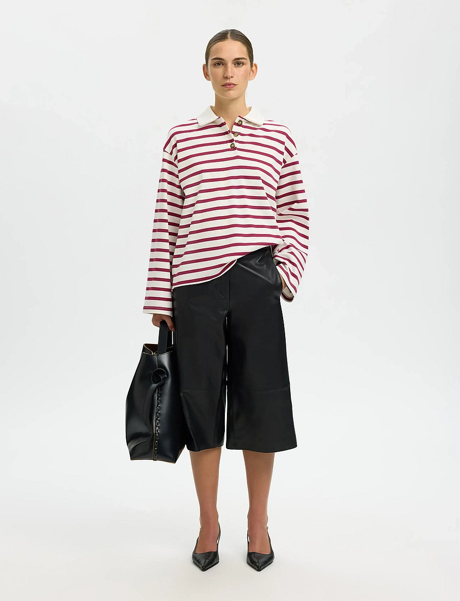 Selected - SLFWADA LS STRIPE COLLAR TOP - poloshirts - anemone - 5