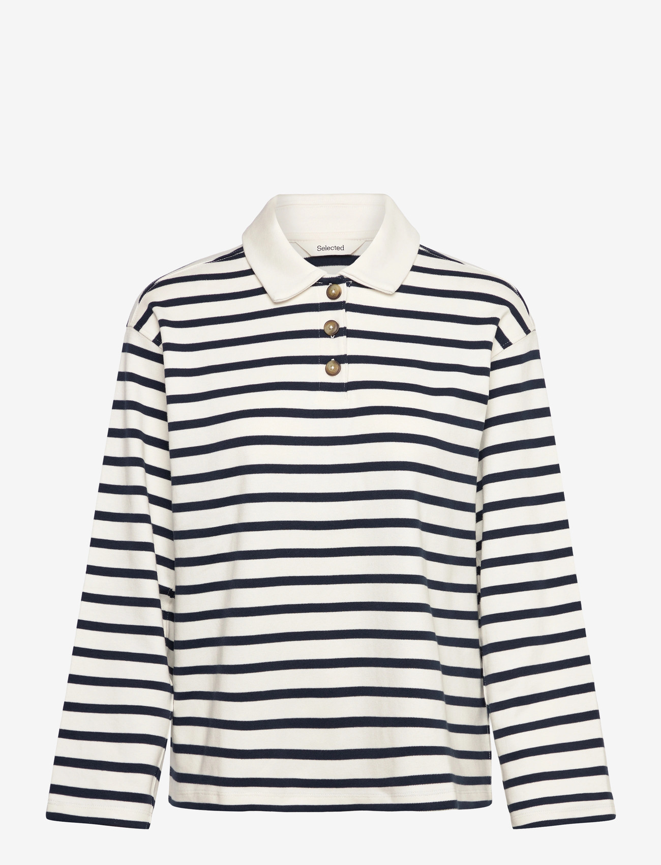 Selected - SLFWADA LS STRIPE COLLAR TOP NOOS - poloshirts - dark sapphire - 0