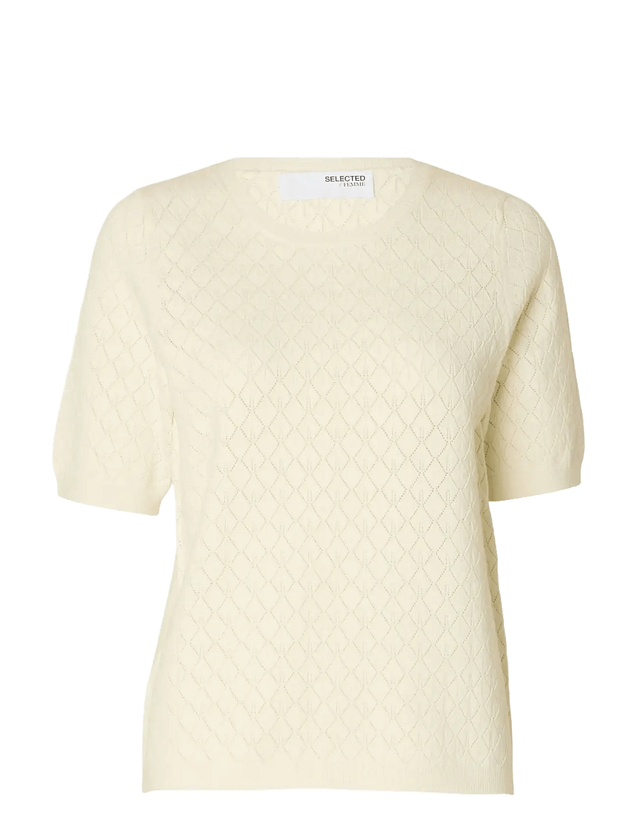 Selected - SLFHELEN 2/4 KNIT O-NECK - neulepuserot - birch - 1