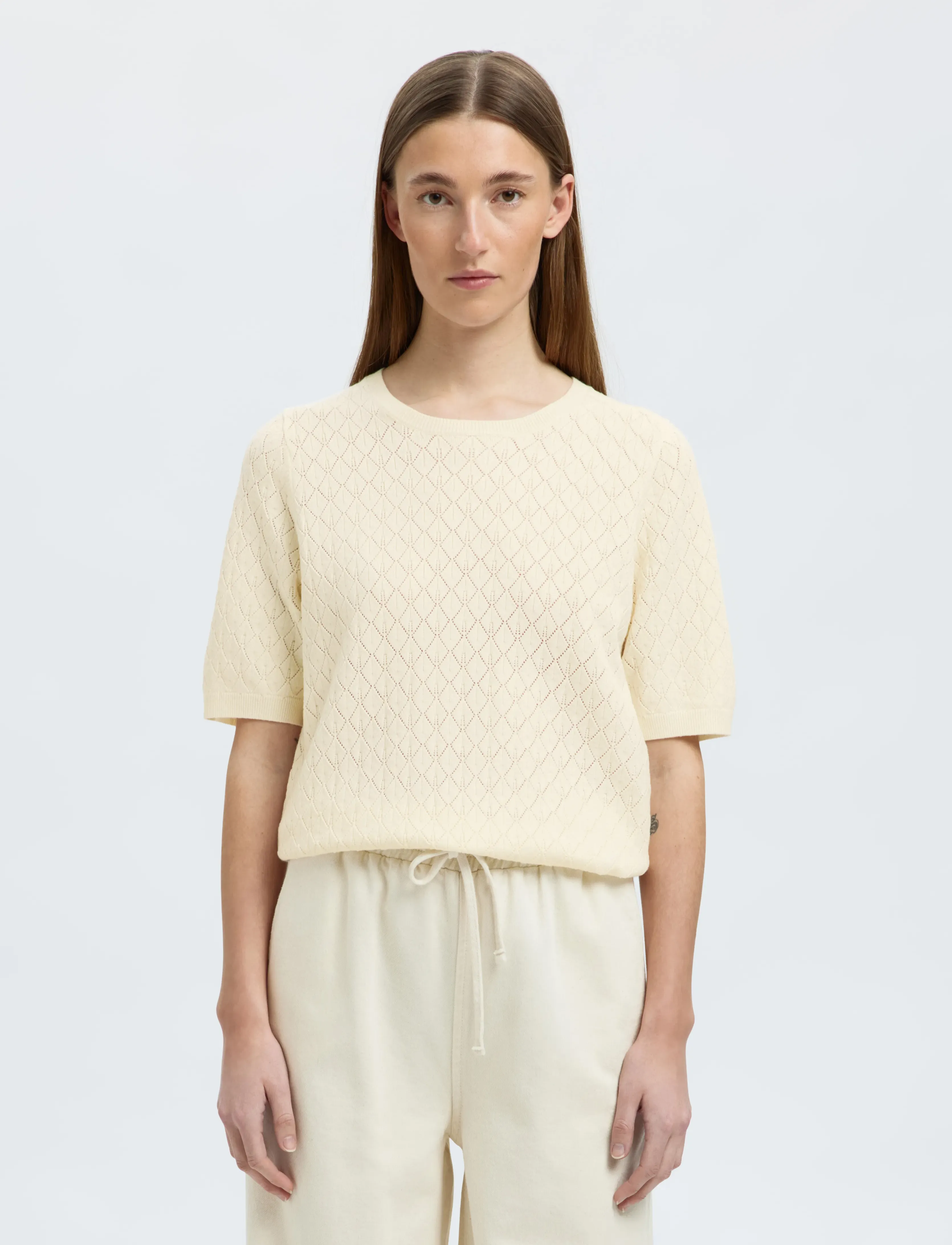 Selected - SLFHELEN 2/4 KNIT O-NECK - pulls - birch - 0