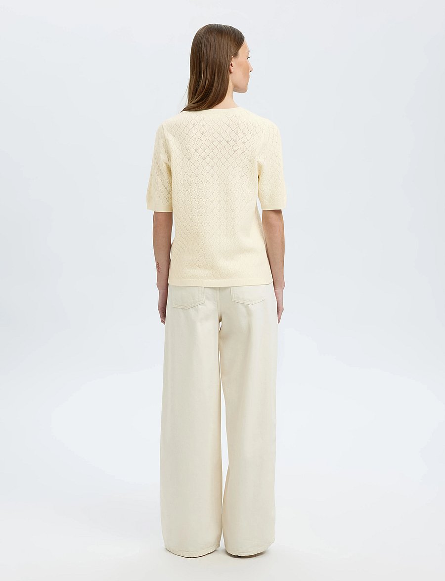 Selected - SLFHELEN 2/4 KNIT O-NECK - neulepuserot - birch - 2