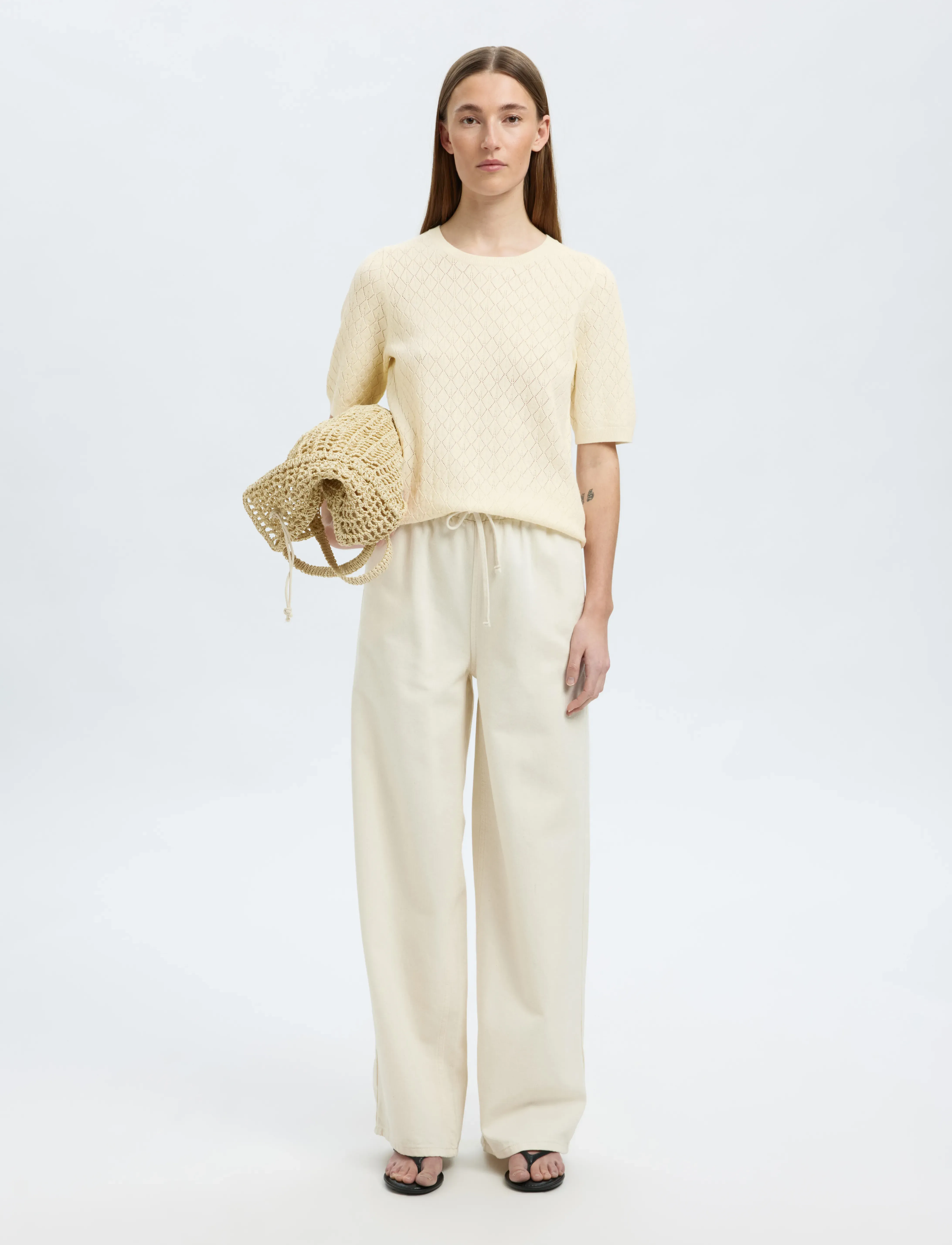 Selected - SLFHELEN 2/4 KNIT O-NECK - pulls - birch - 4