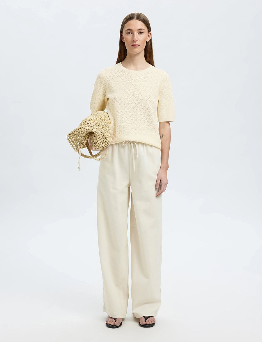 Selected - SLFHELEN 2/4 KNIT O-NECK - neulepuserot - birch - 4