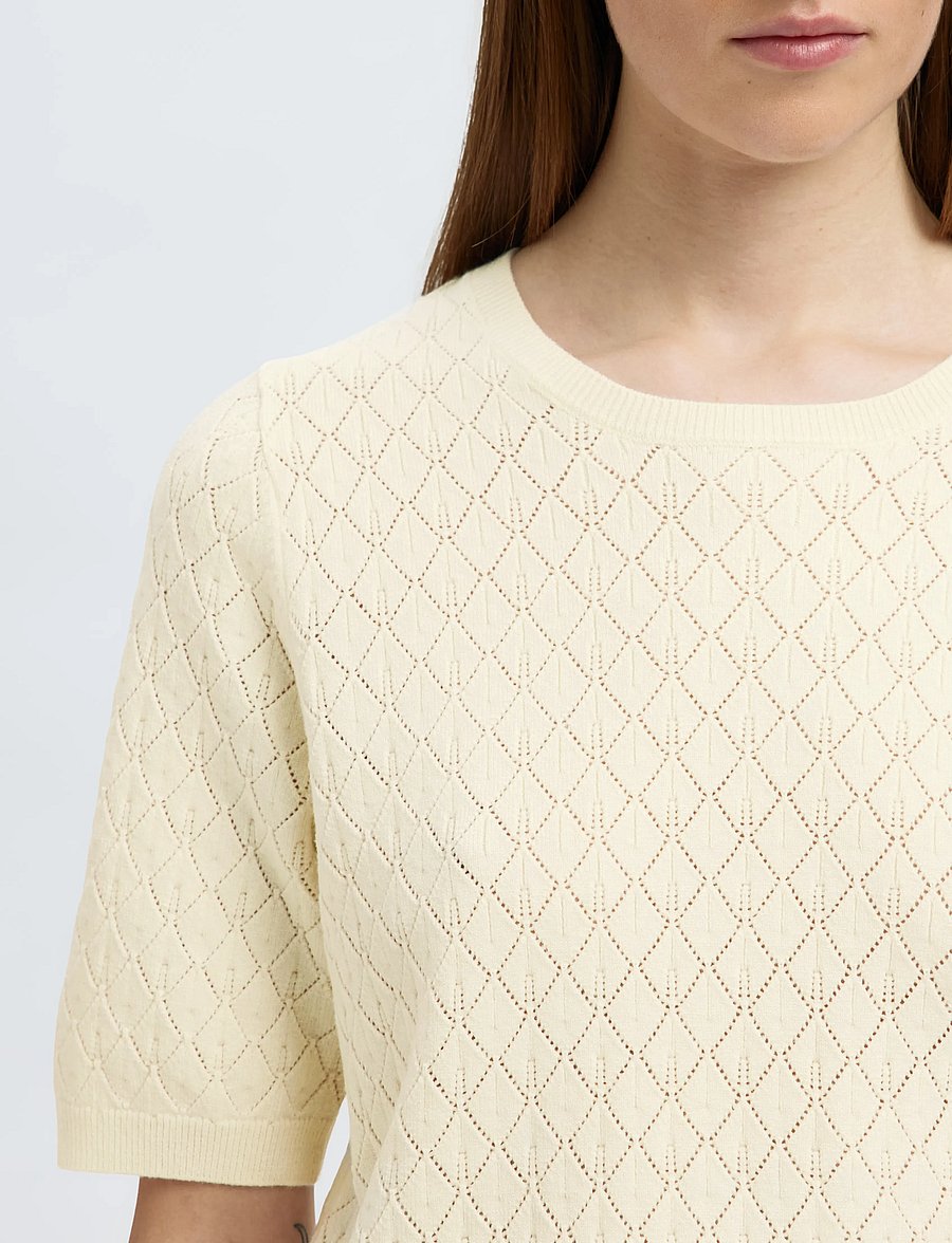 Selected - SLFHELEN 2/4 KNIT O-NECK - neulepuserot - birch - 5