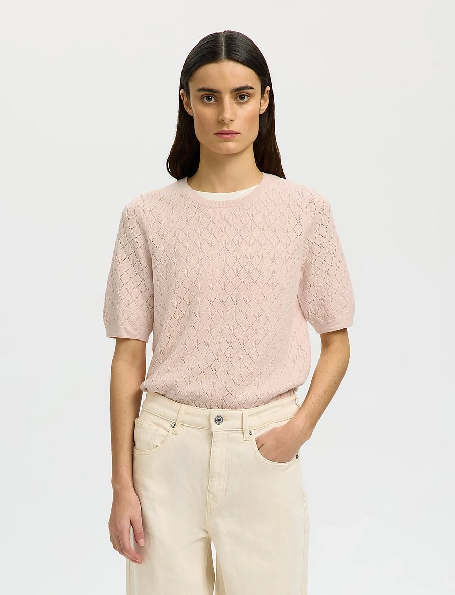 Selected - SLFHELEN 2/4 KNIT O-NECK - swetry - pale dogwood - 0