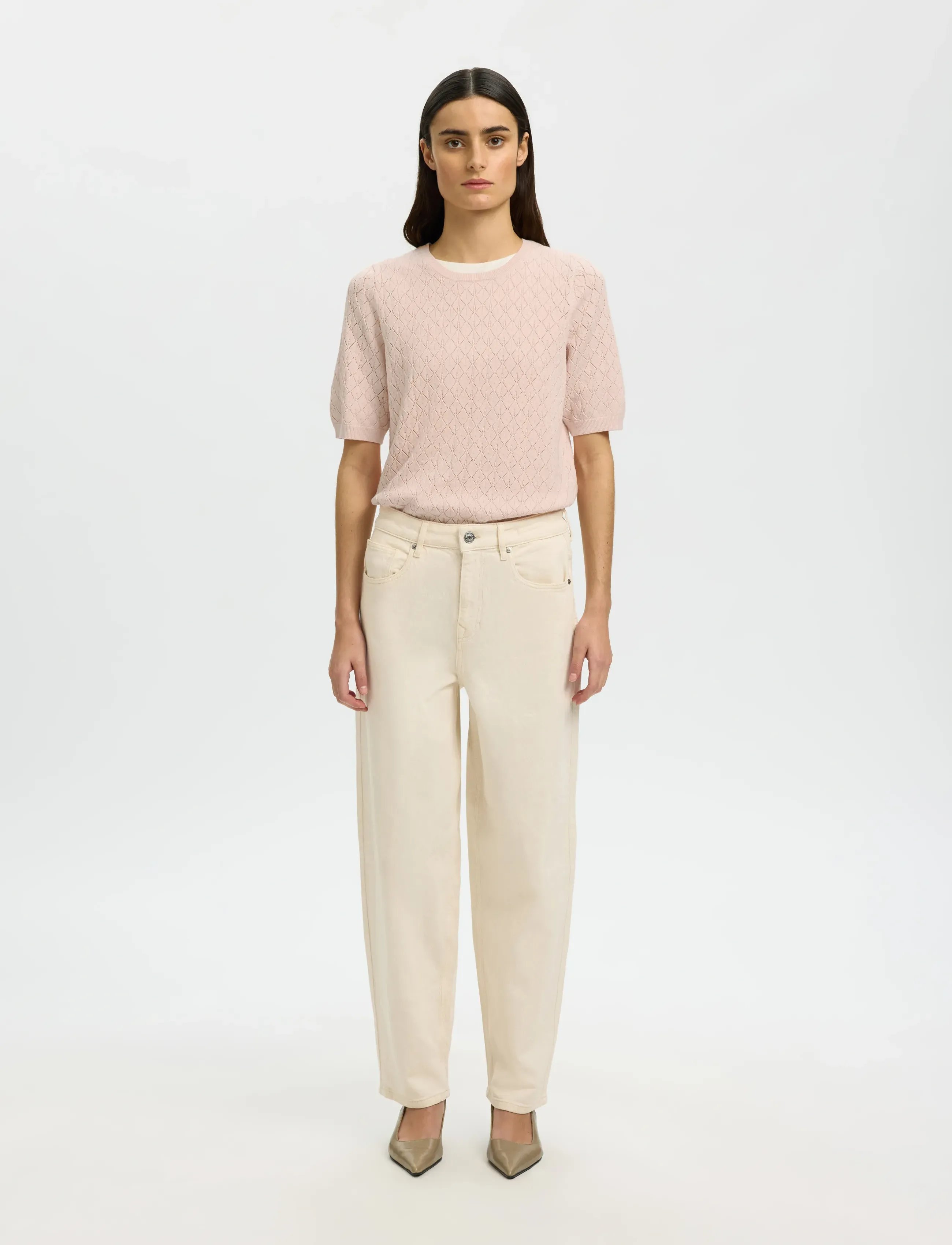 Selected - SLFHELEN 2/4 KNIT O-NECK - striktrøjer - pale dogwood - 3