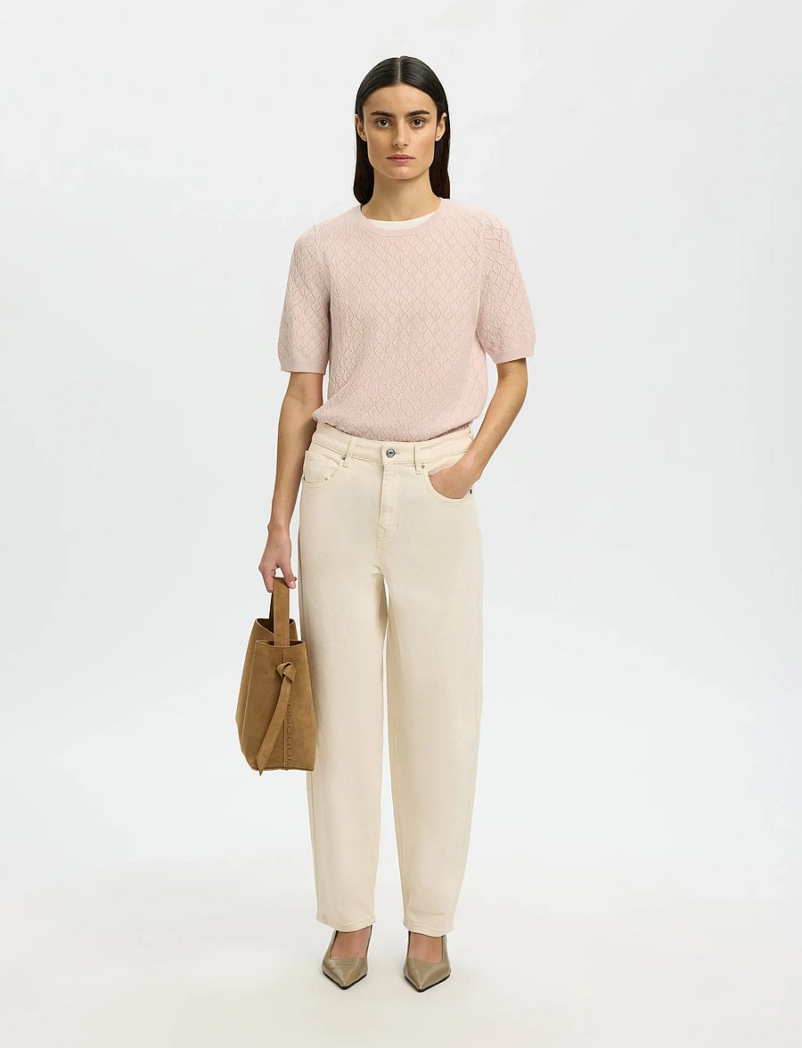 Selected - SLFHELEN 2/4 KNIT O-NECK - swetry - pale dogwood - 5