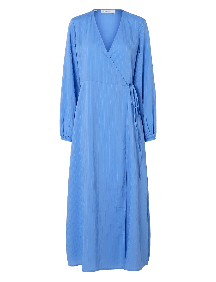 Selected - SLFLUCIA-SUSIE LS ANKLE WRAP DRESS B - robes portefeuille - cornflower blue - 0