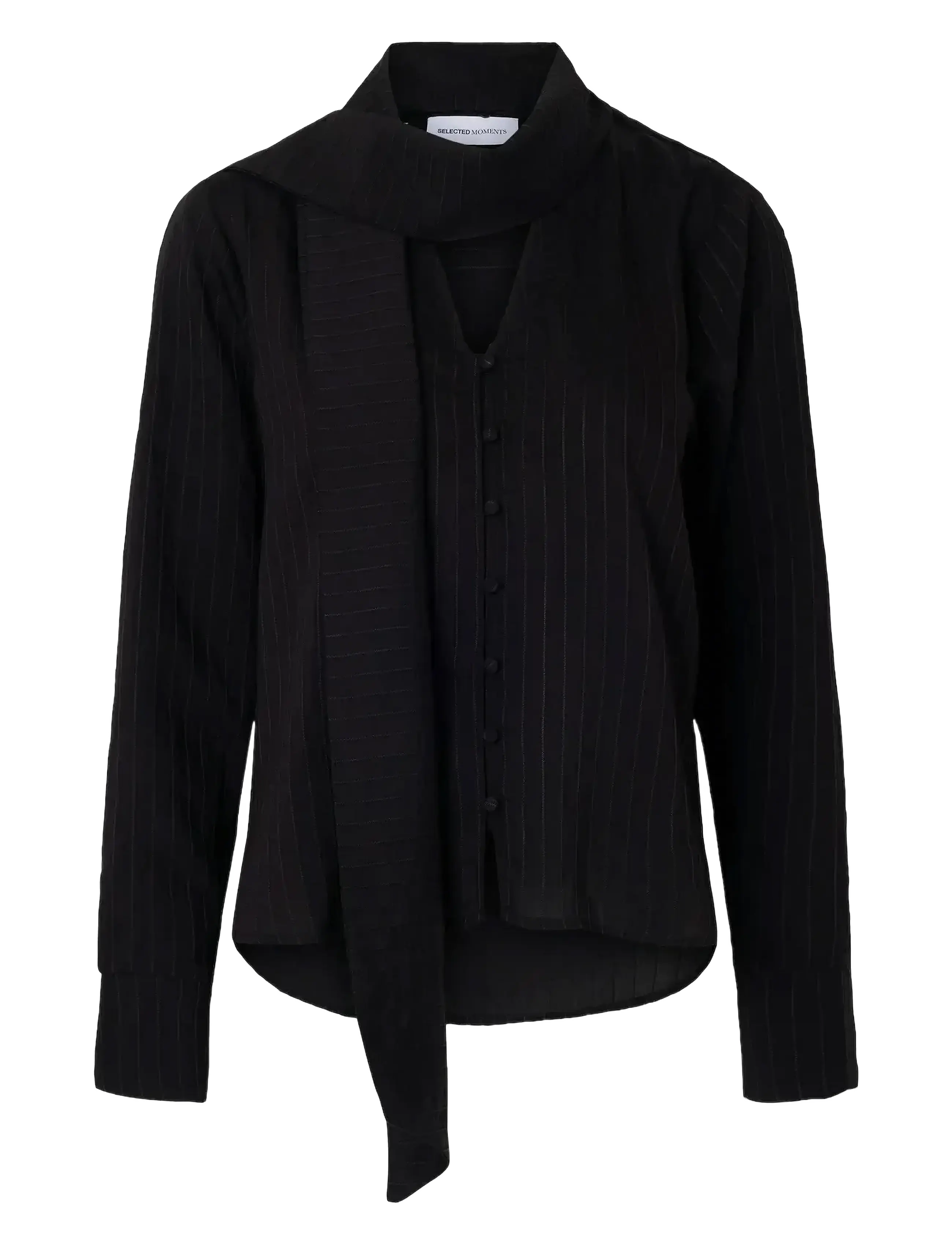 Selected Slflucia Ls Tie Shirt B, 40, Blouses, Schwarz - Long-sleeved, Frauen