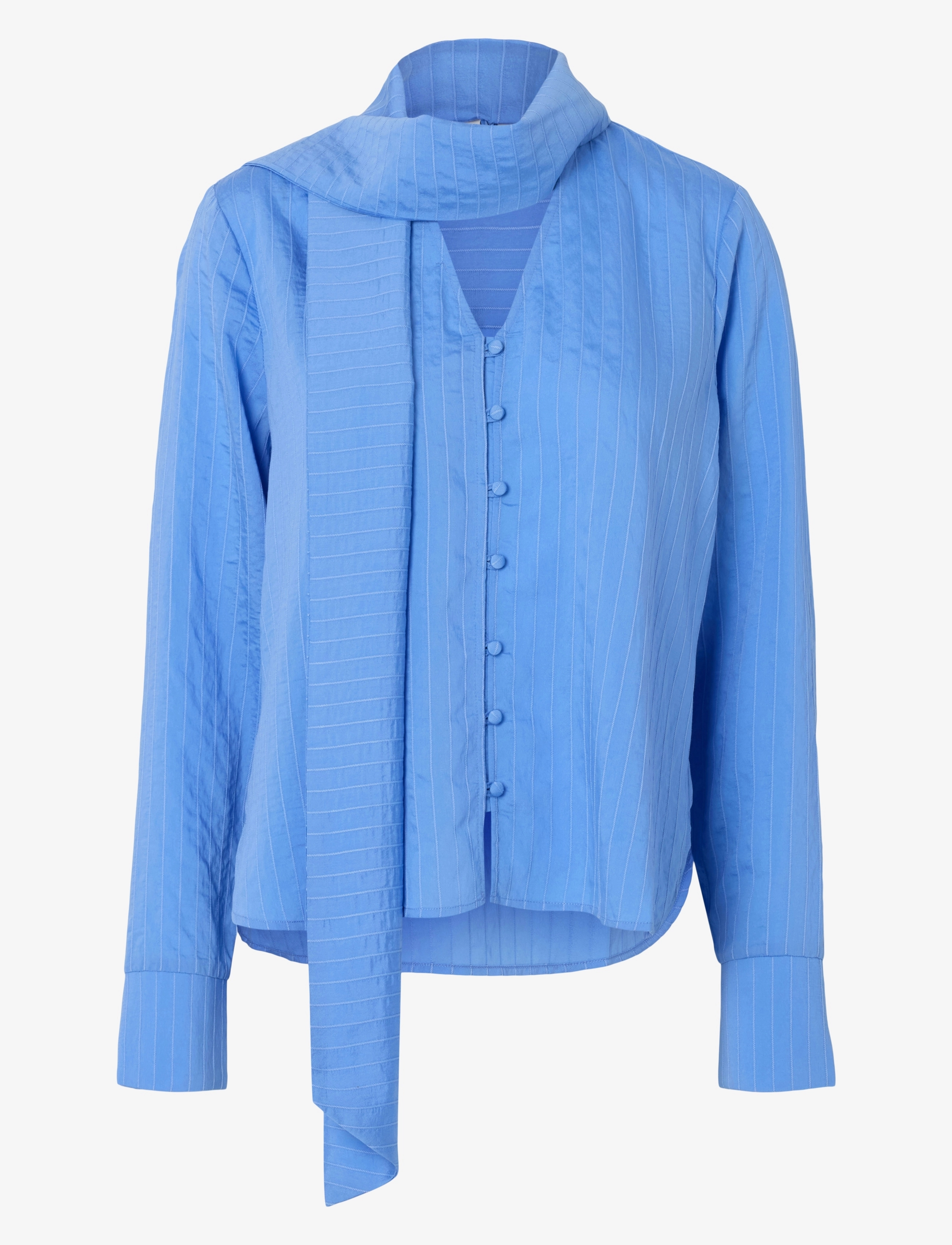 Selected Slflucia Ls Tie Shirt B, 40, Blouses, Blau - Long-sleeved, Frauen