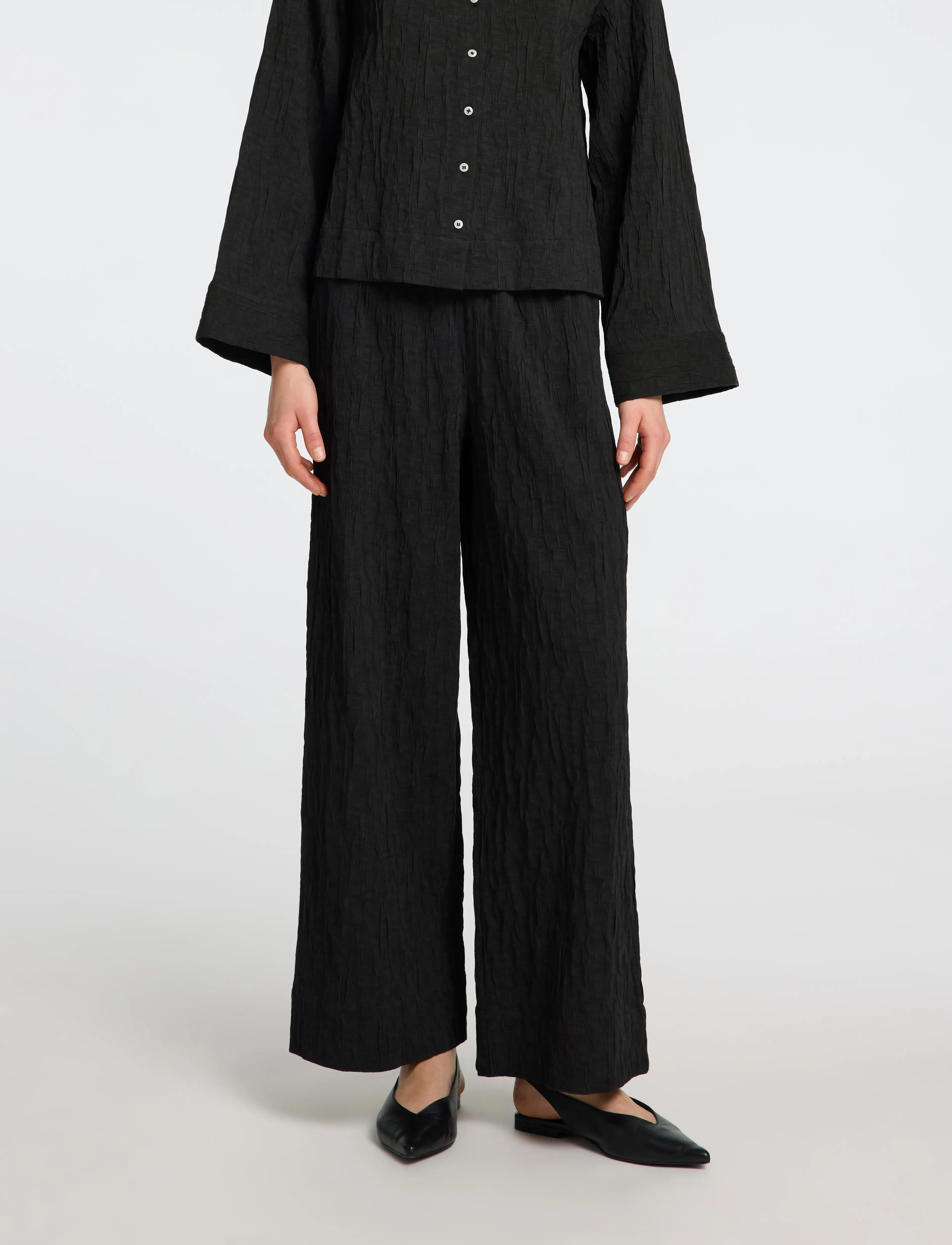 Selected SLFCORIA HW WIDE PANT B - Selected - BLACK / black