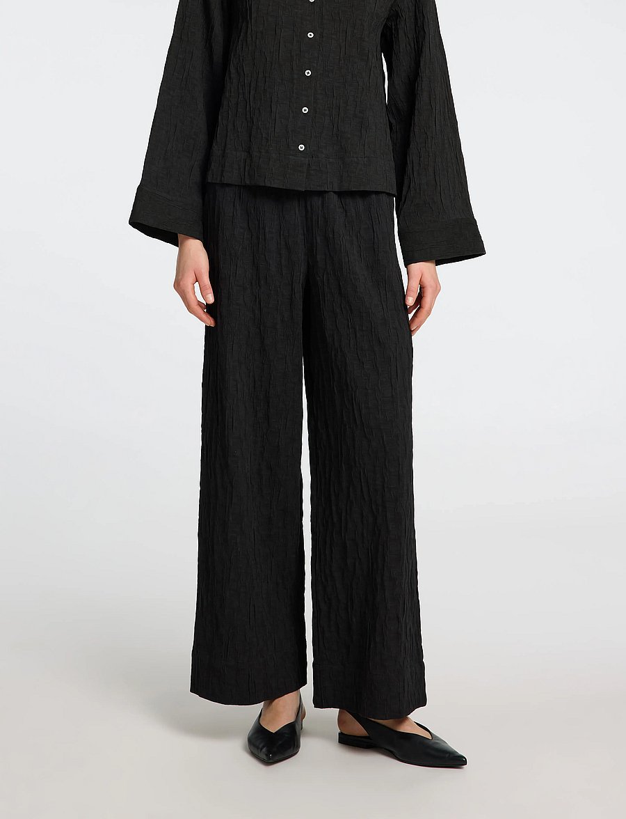 Selected - SLFCORIA HW WIDE PANT B - pantalons larges - black - 0