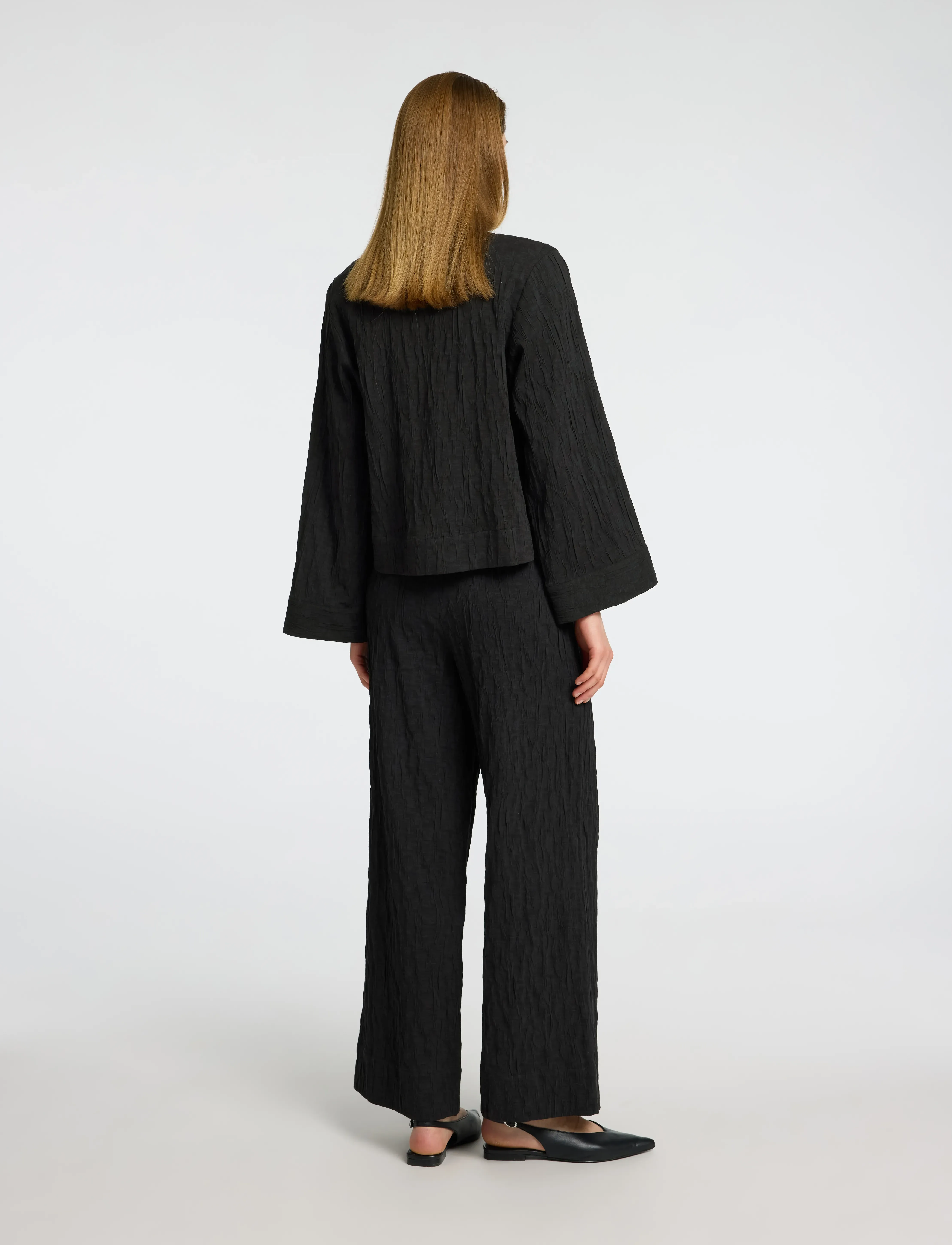 Selected - SLFCORIA HW WIDE PANT B - hosen mit weitem bein - black - 2