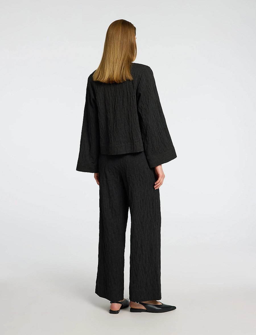 Selected - SLFCORIA HW WIDE PANT B - pantalons larges - black - 2