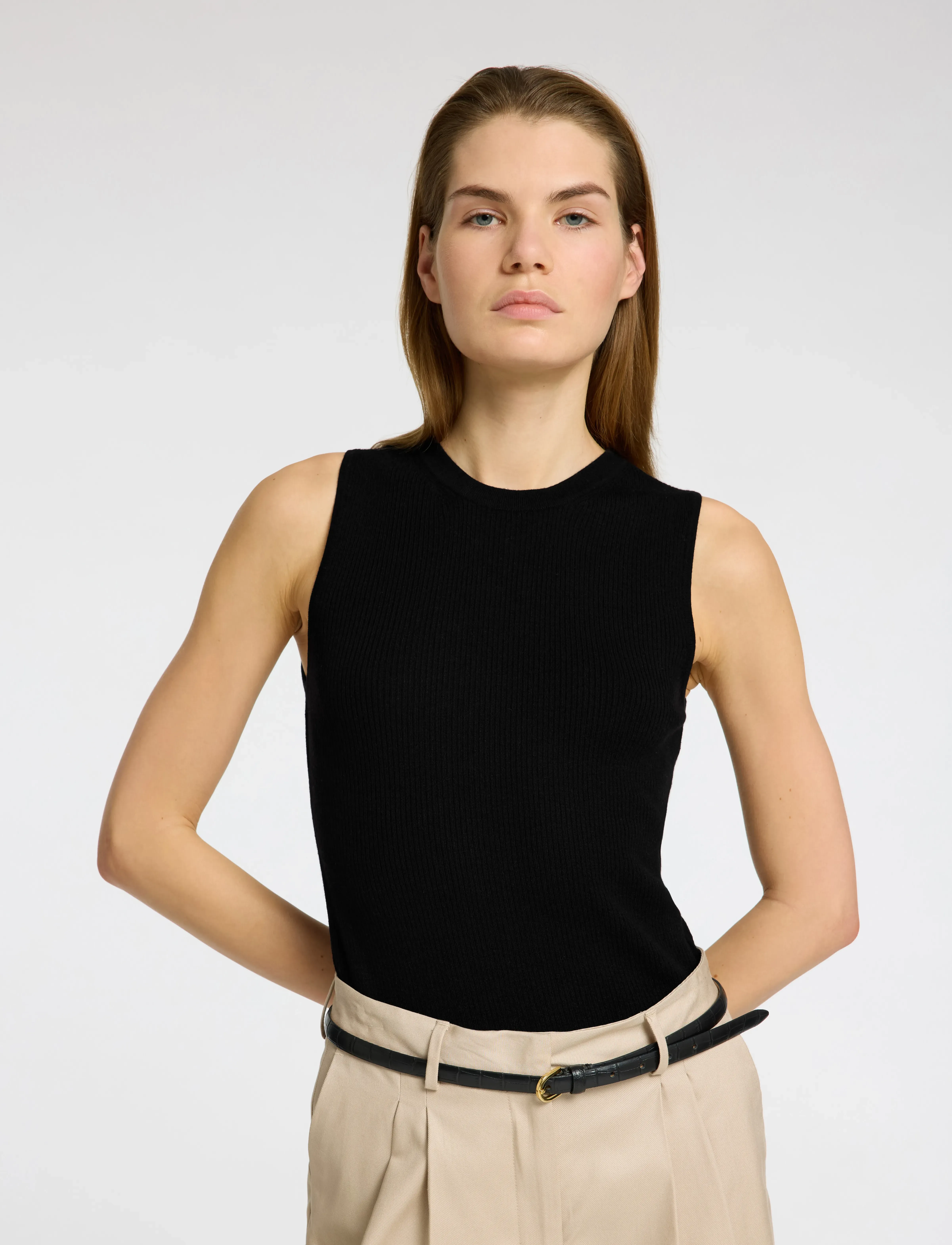 Selected - SLFINGRID SL KNIT TOP - black - 3