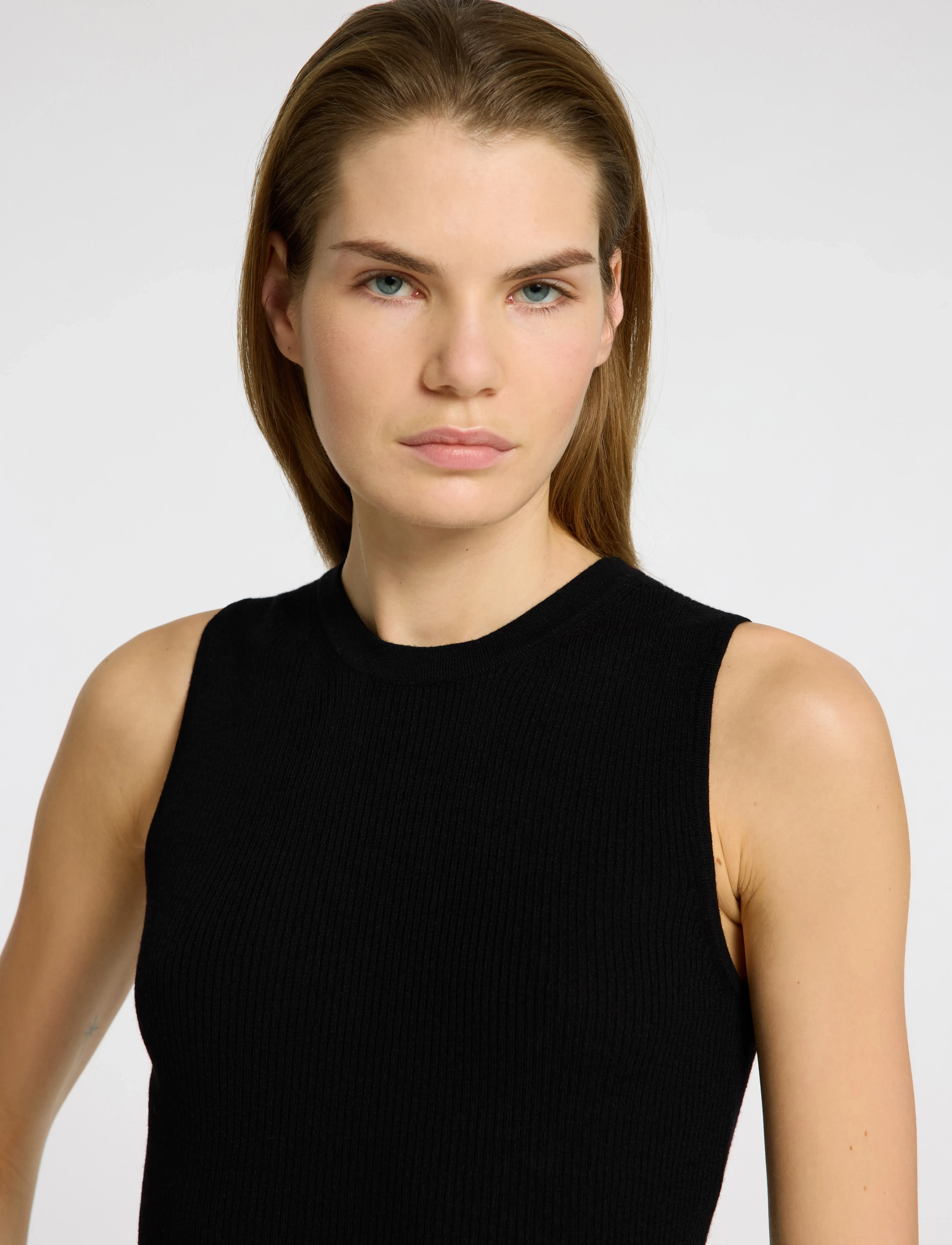 Selected - SLFINGRID SL KNIT TOP - black - 4