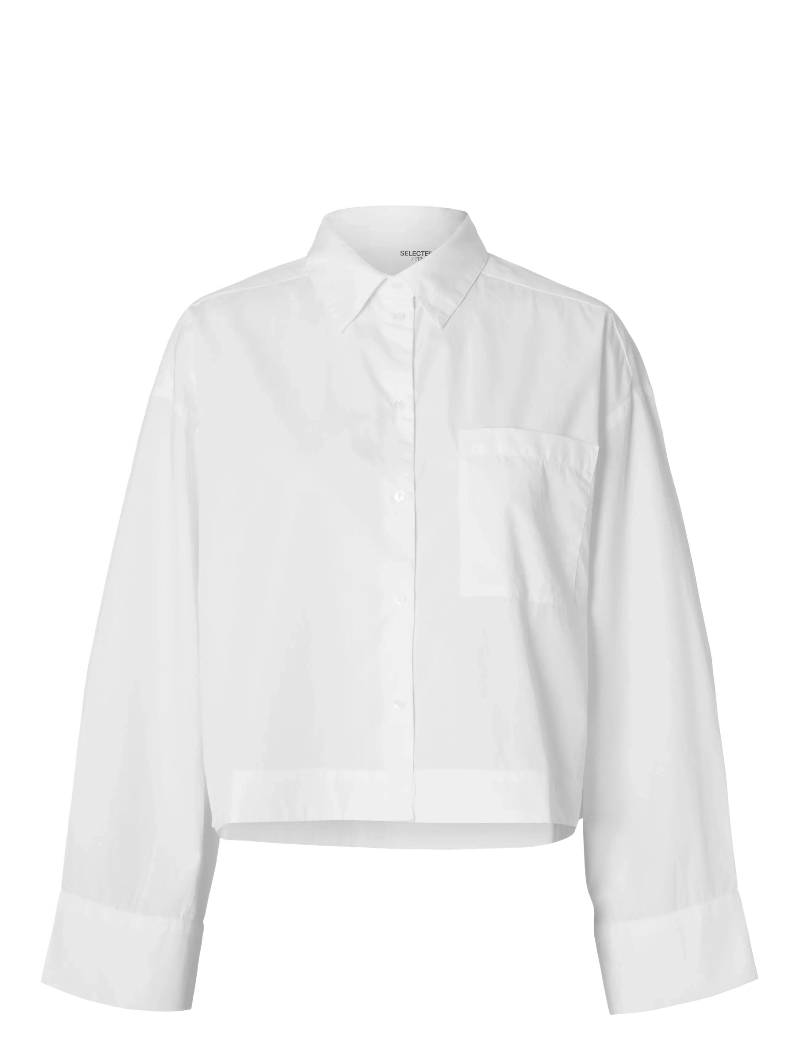 Selected SLWASTHA LS CROPPED BOXY SHIRT NOOS - Tøj - BRIGHT WHITE / white