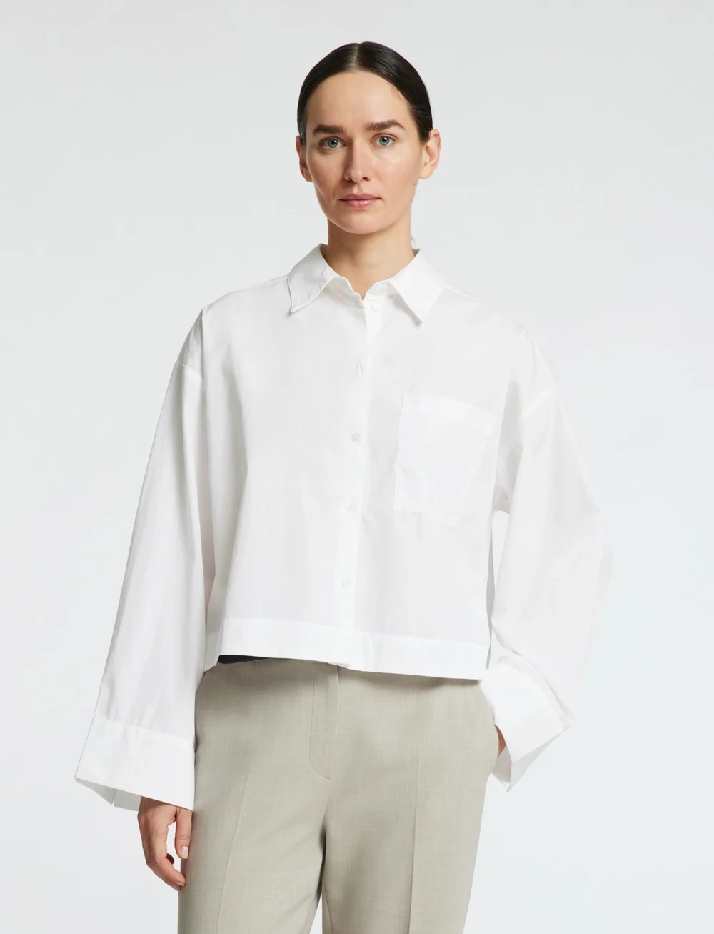 Selected - SLFASTHA LS CROPPED BOXY SHIRT NOOS - langerma skyrtur - bright white - 0