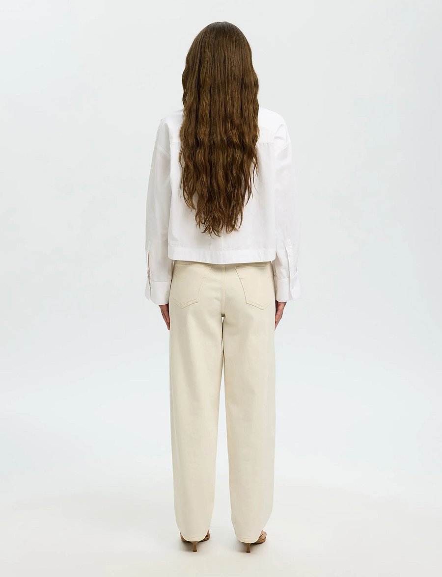 Selected - SLWASTHA LS CROPPED BOXY SHIRT NOOS - langärmlige hemden - bright white - 2