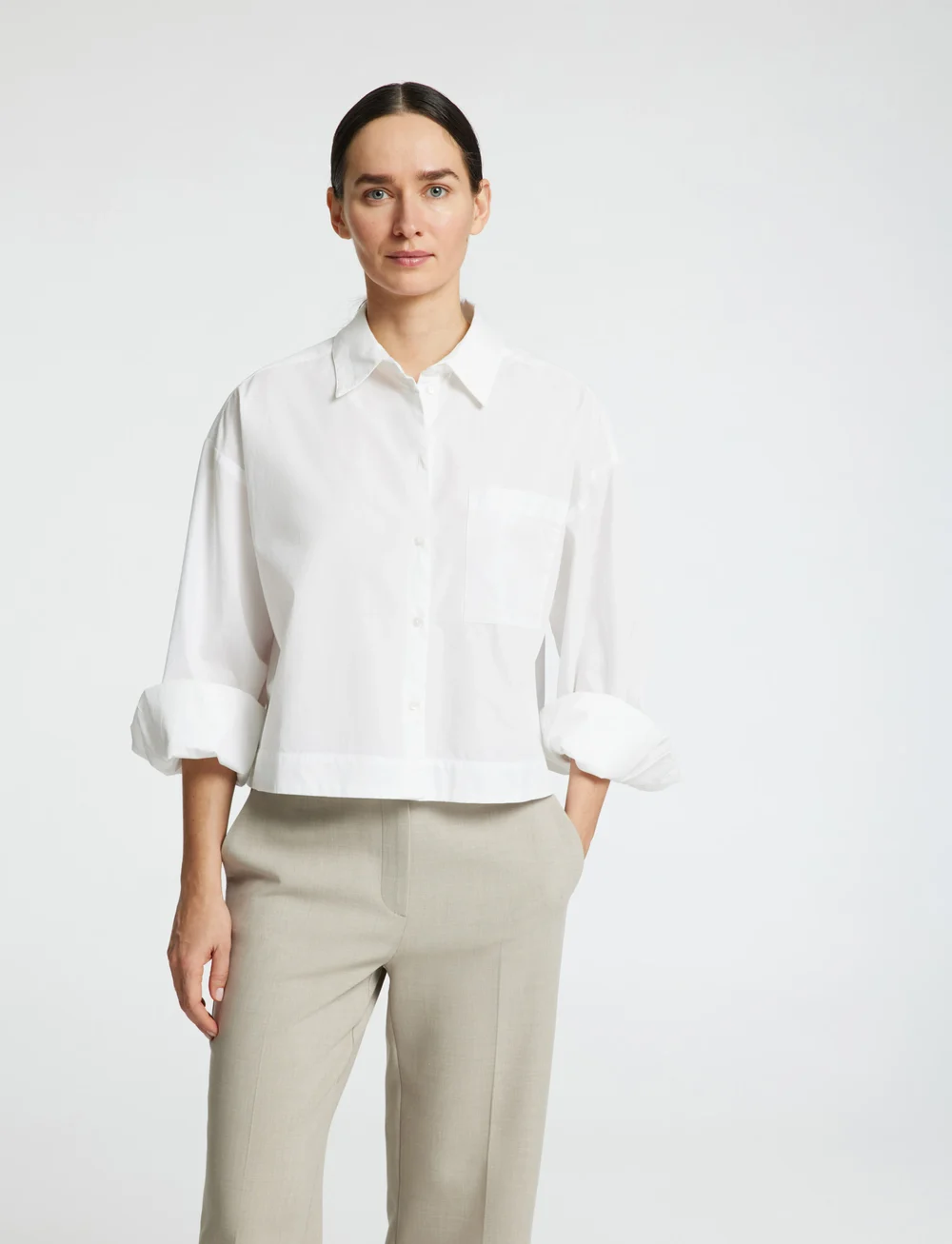 Selected - SLFASTHA LS CROPPED BOXY SHIRT NOOS - langerma skyrtur - bright white - 3