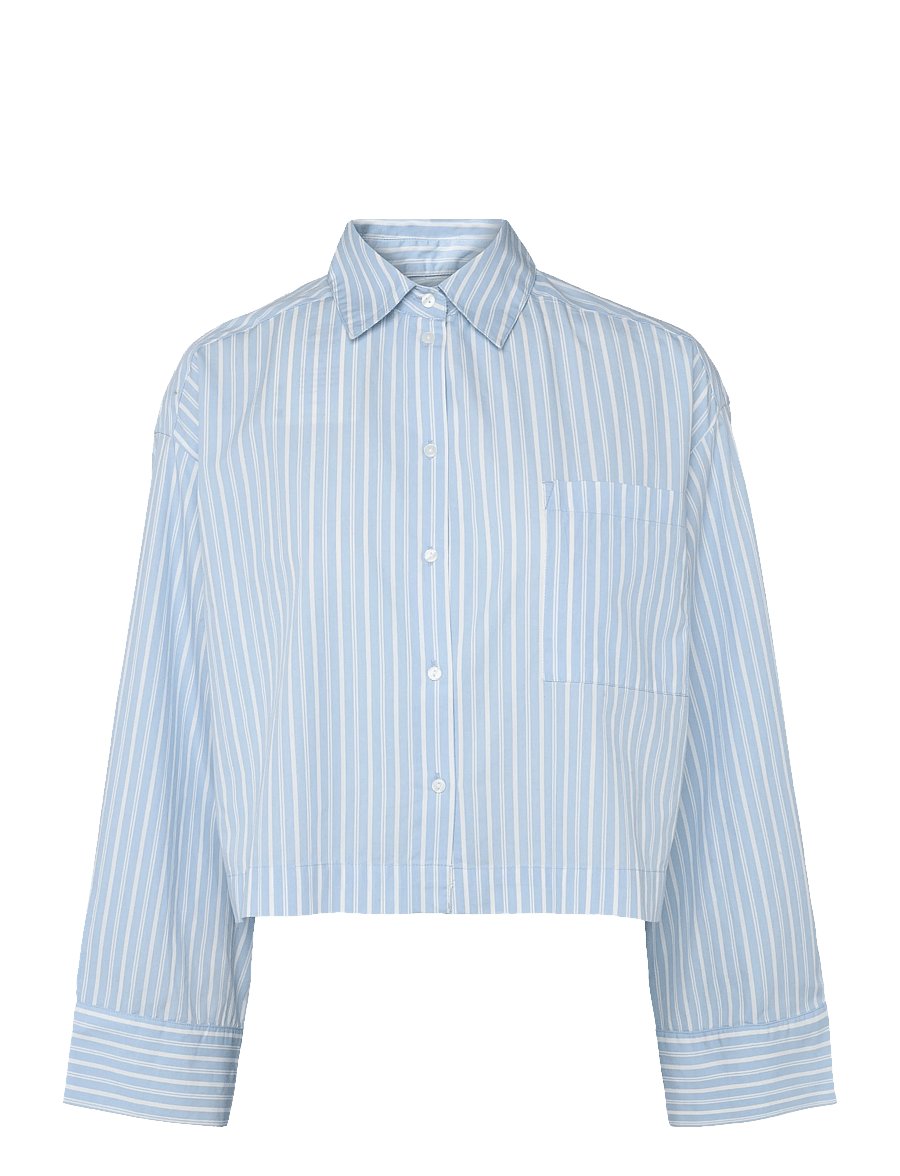 Selected - SLWASTHA LS CROPPED BOXY SHIRT NOOS - langärmlige hemden - cashmere blue - 0