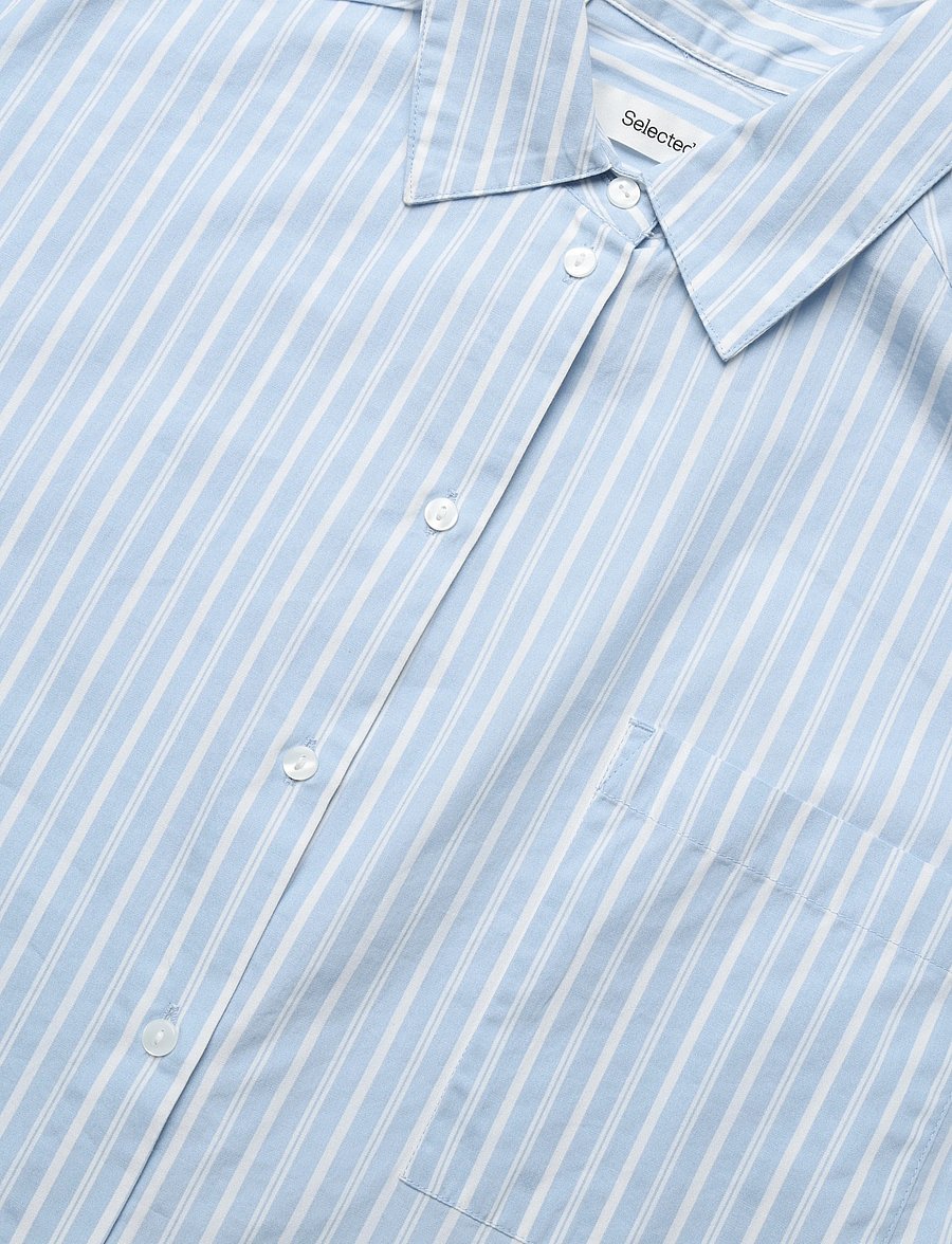 Selected - SLWASTHA LS CROPPED BOXY SHIRT NOOS - langärmlige hemden - cashmere blue - 2