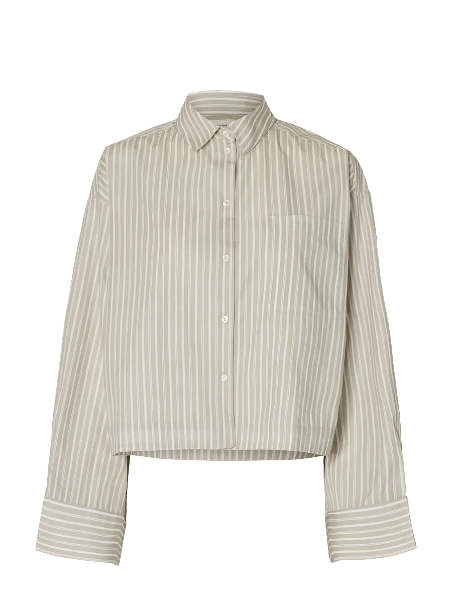Selected - SLWASTHA LS CROPPED BOXY SHIRT NOOS - langärmlige hemden - pure cashmere - 1