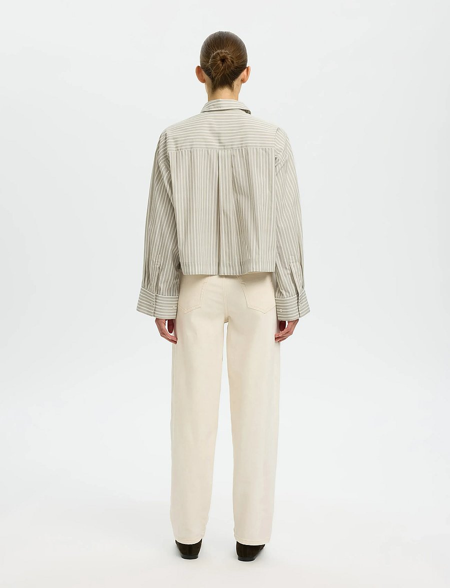 Selected - SLWASTHA LS CROPPED BOXY SHIRT NOOS - langärmlige hemden - pure cashmere - 2