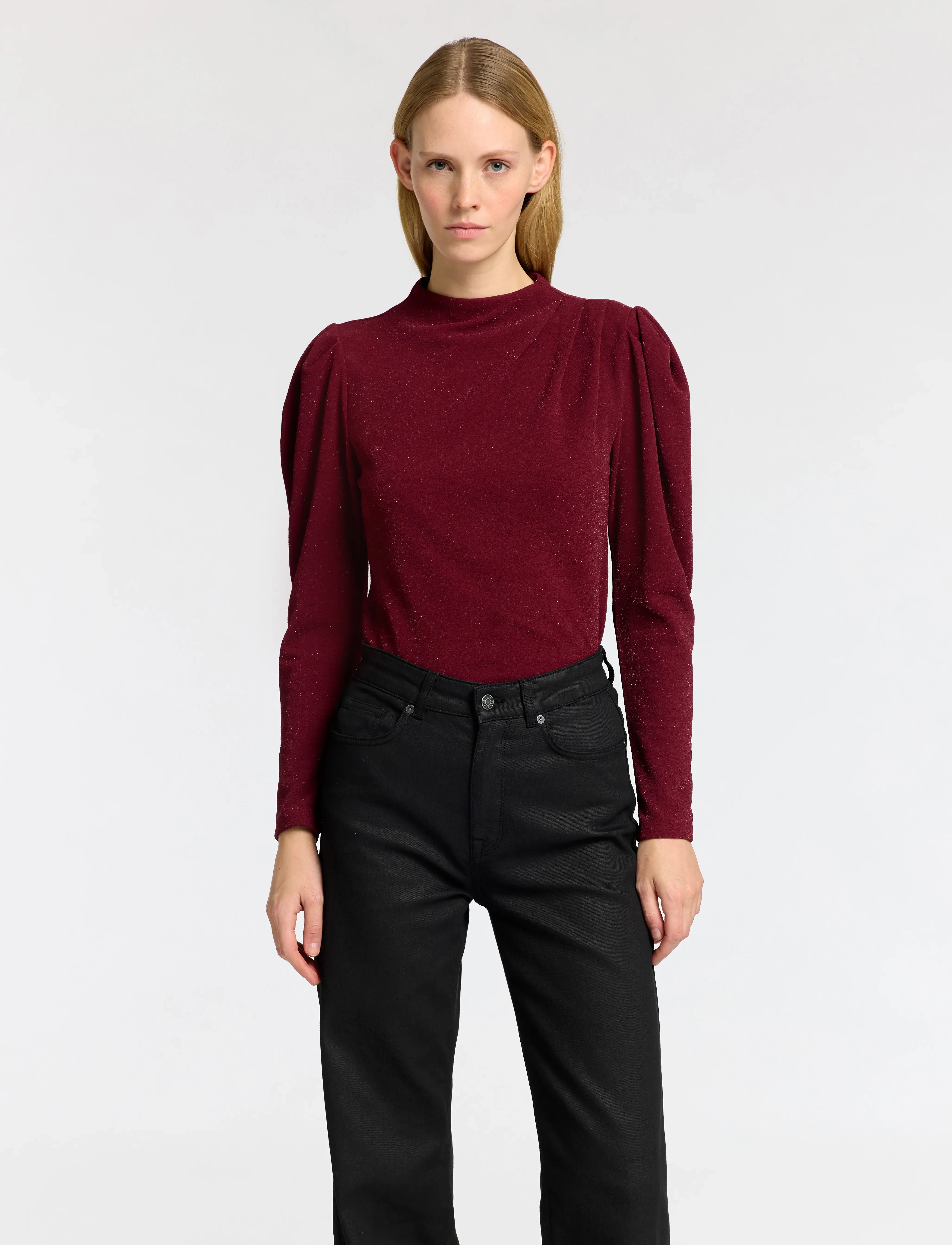 Selected - SLFMARWA LS HIGH NECK TOP - langærmede toppe - zinfandel - 3