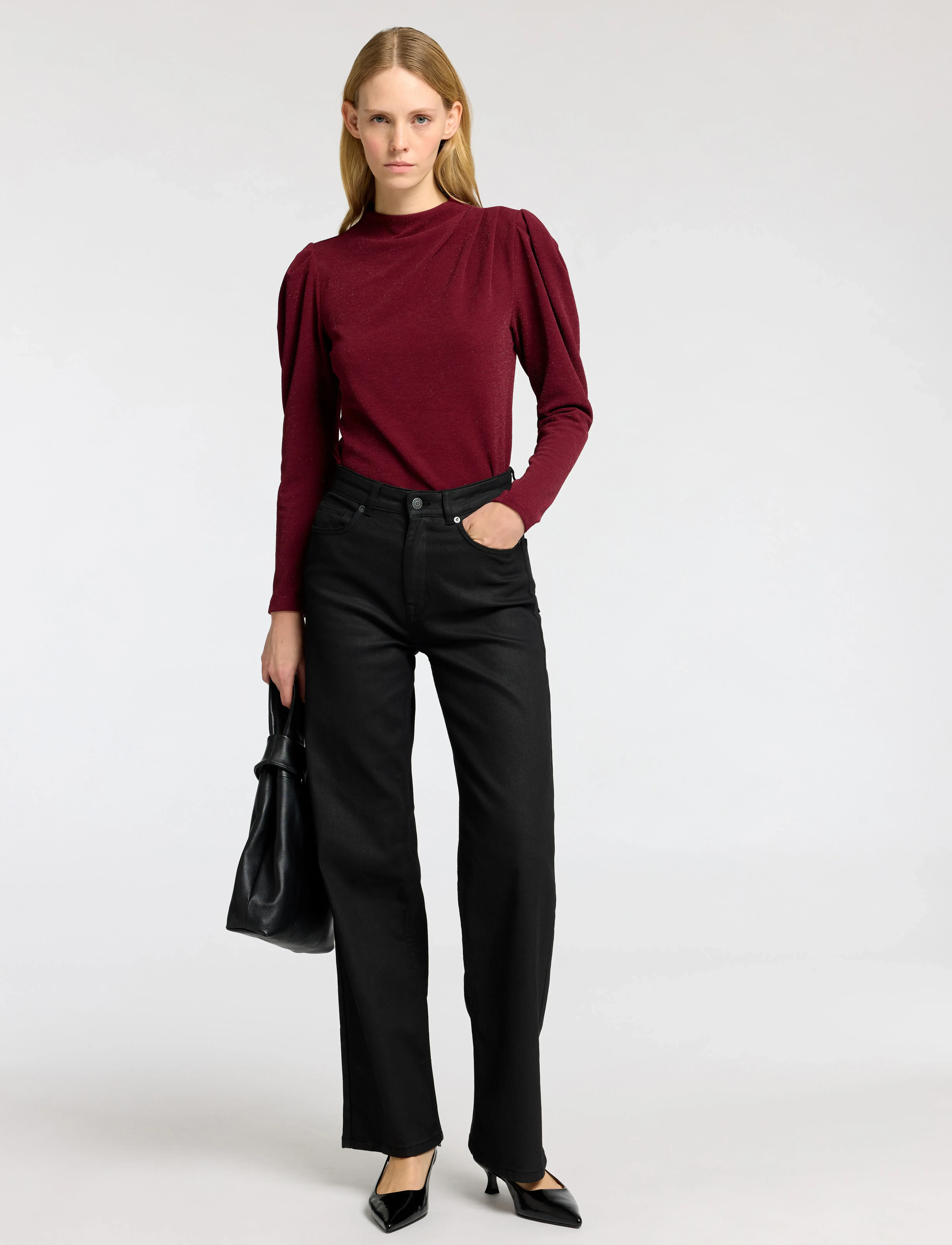Selected - SLFMARWA LS HIGH NECK TOP - langærmede toppe - zinfandel - 4
