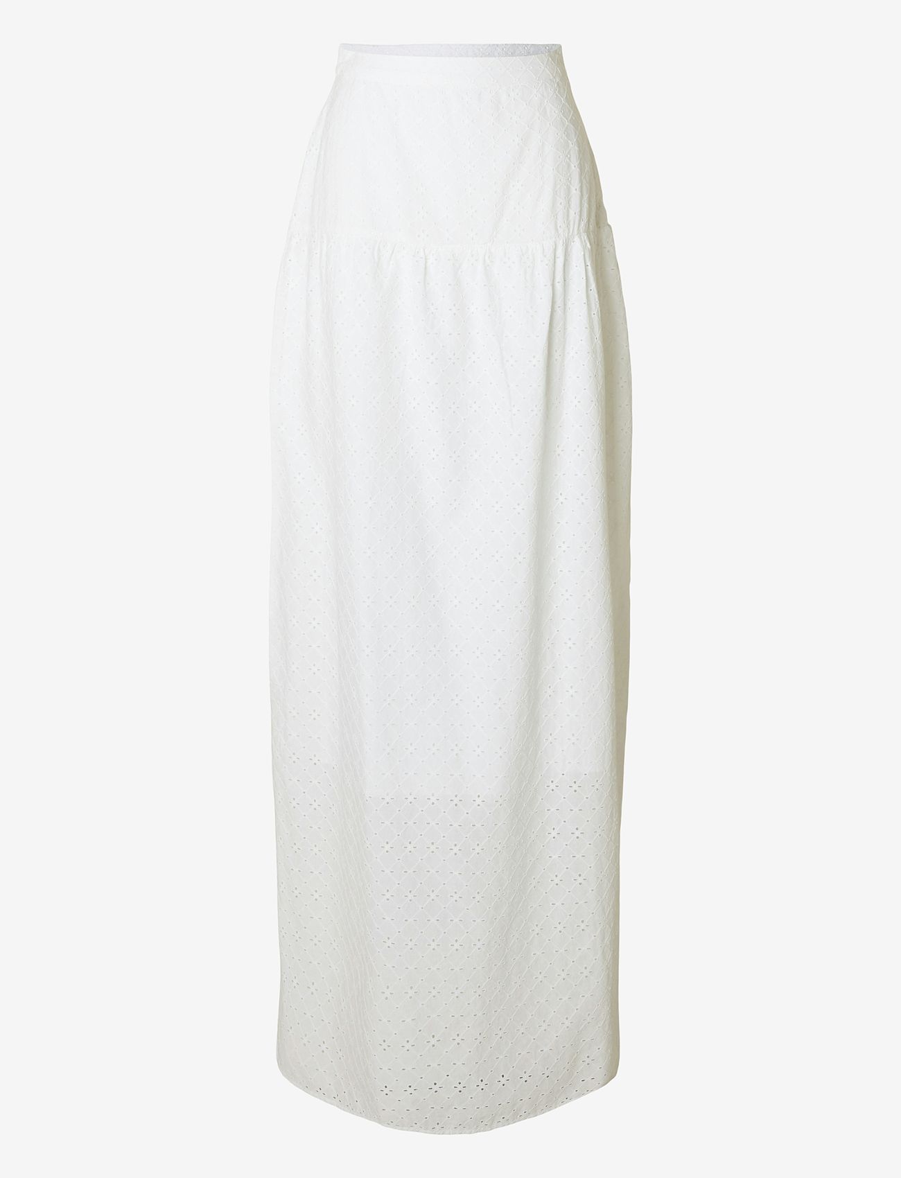 Selected - SLFHANNAH MW LONG BRODERI SKIRT D - maxi röcke - bright white - 0