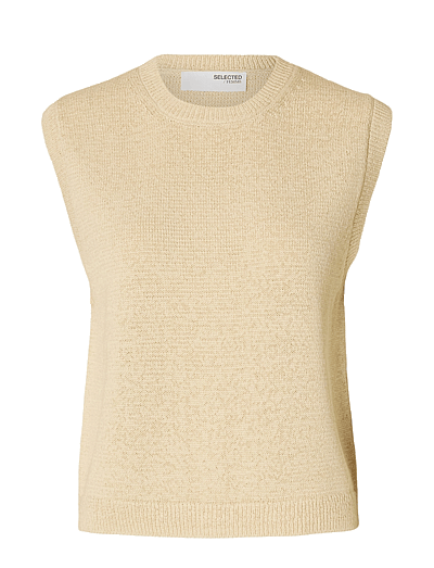 Selected SLFALMA SL KNIT VEST - Prjónafatnaður - BIRCH / cream