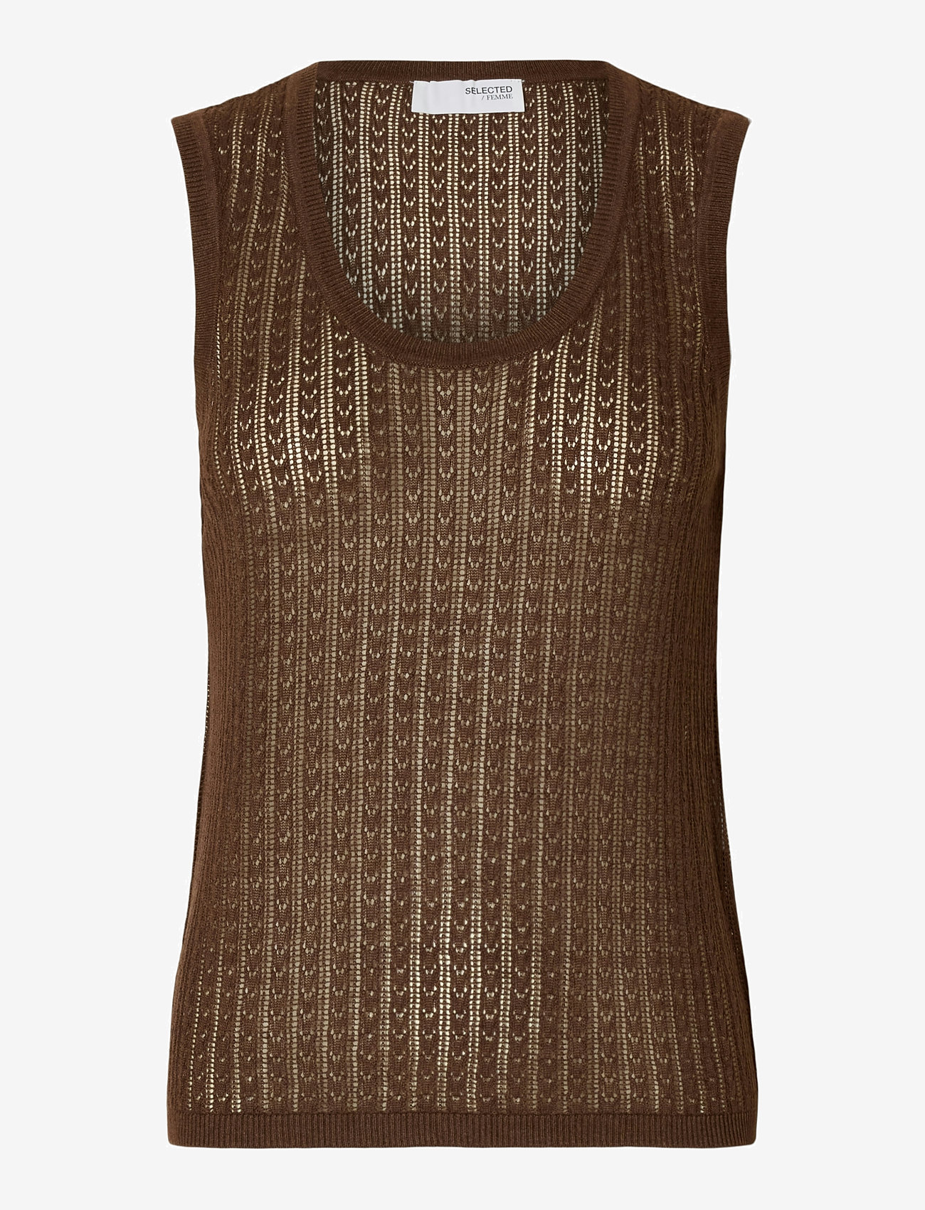 Selected - SLFHENNAH SL KNIT STRUCTURE TOP - tanktops - chestnut - 1